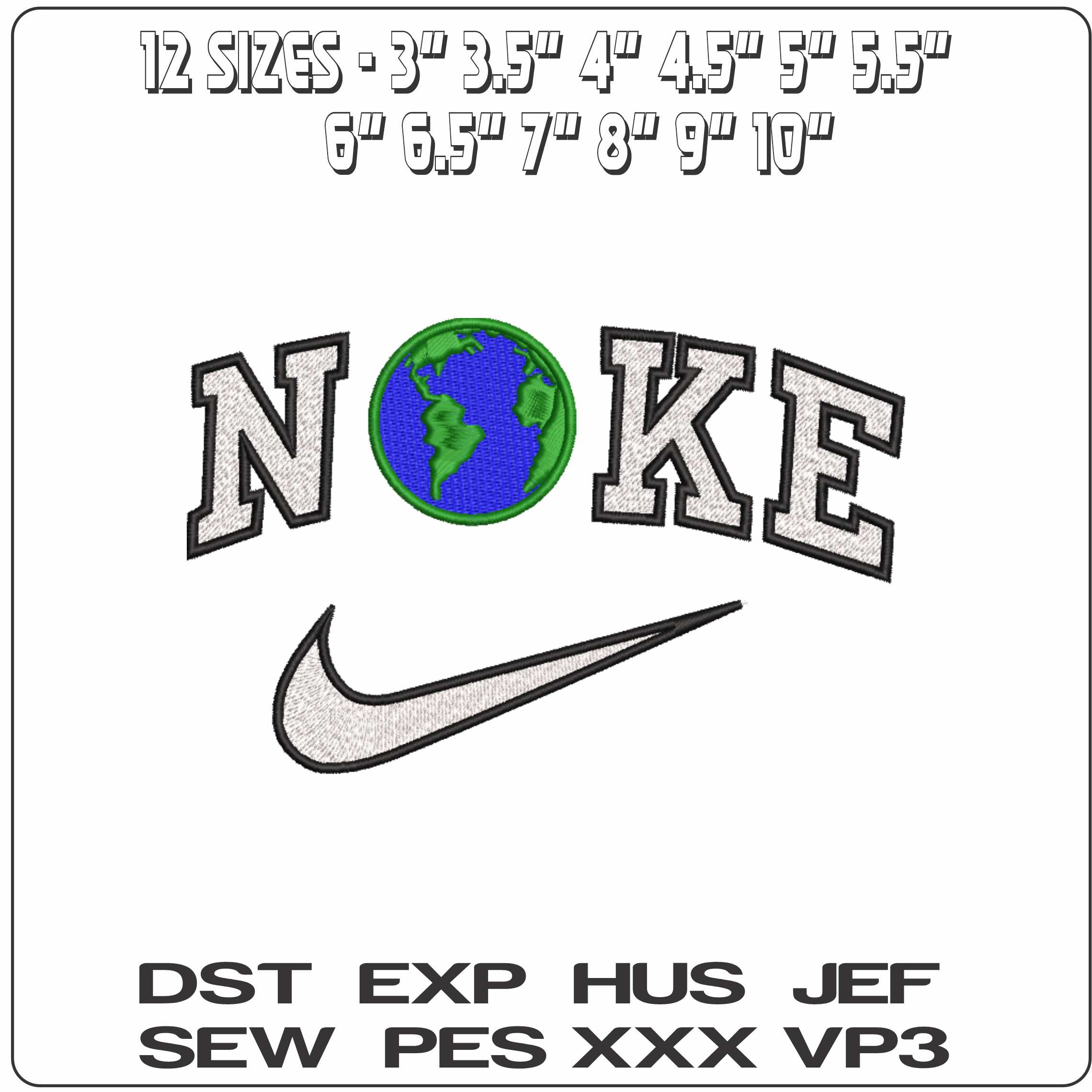 Nike World Patch - Elegant embroidery design file-instant download — view 2