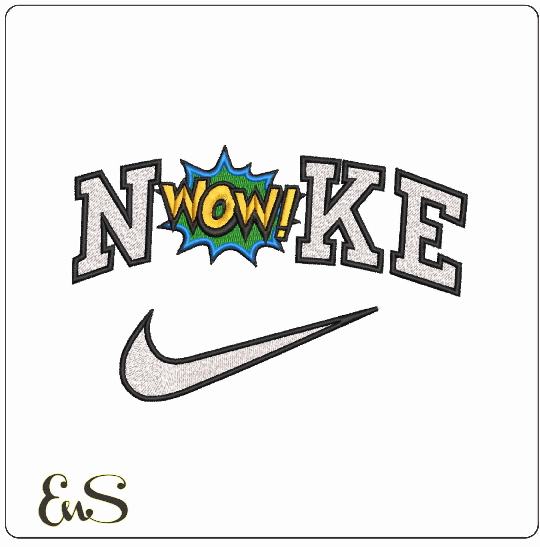 Nike WOW - Elegant embroidery design file-instant download