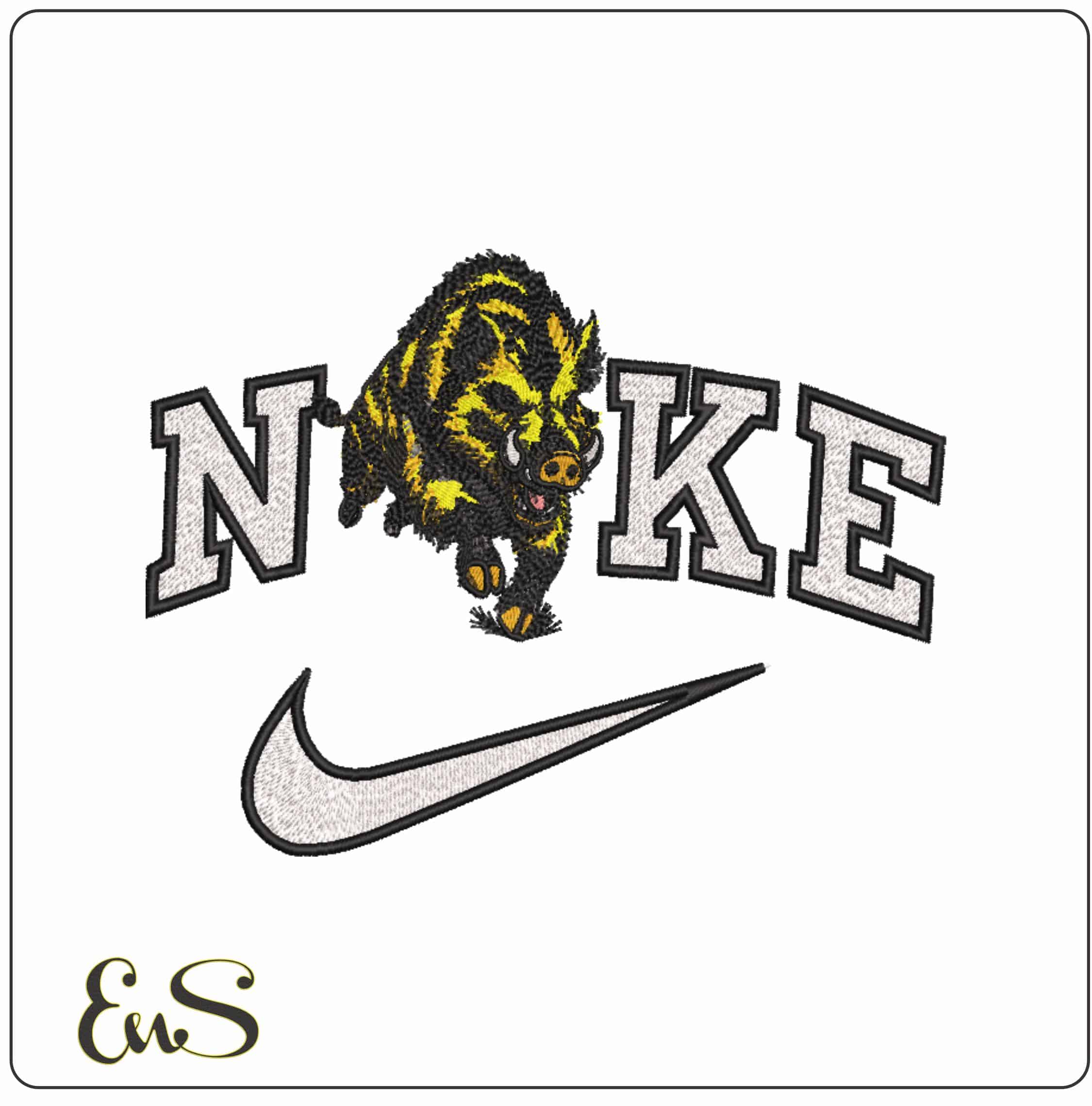 Nike Yellow Ferious Wild Boar - Elegant embroidery design file-instant download