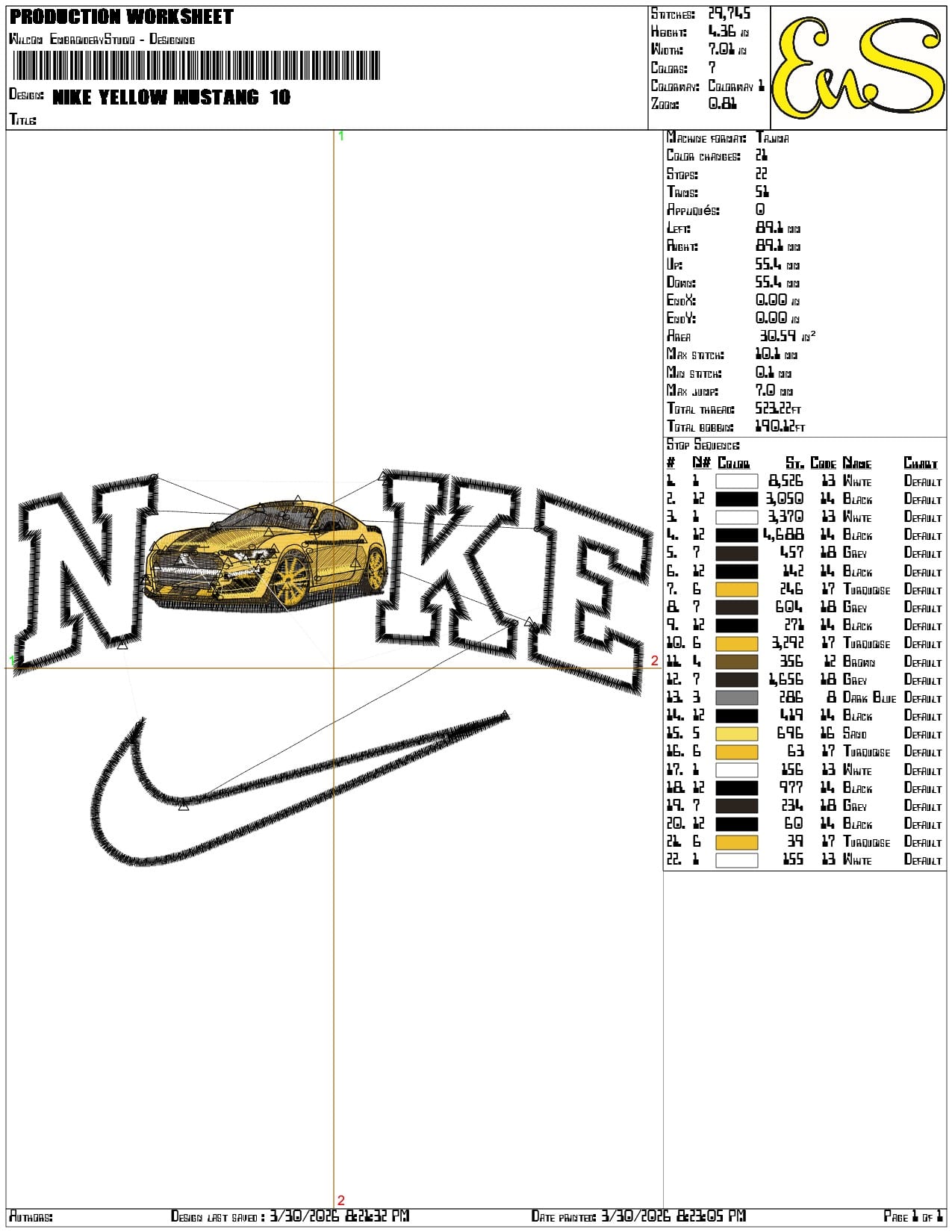 Nike Yellow Mustang - Elegant embroidery design file-instant download — view 3