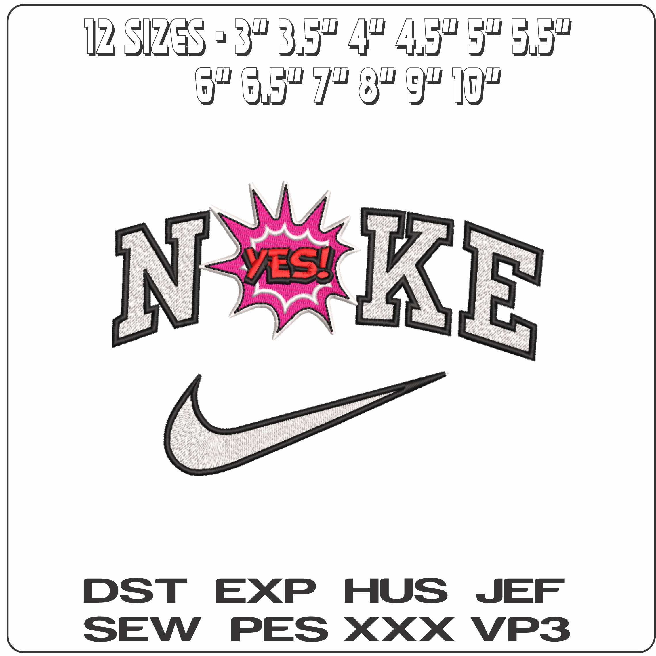 Nike Yes - Elegant embroidery design file-instant download — view 2