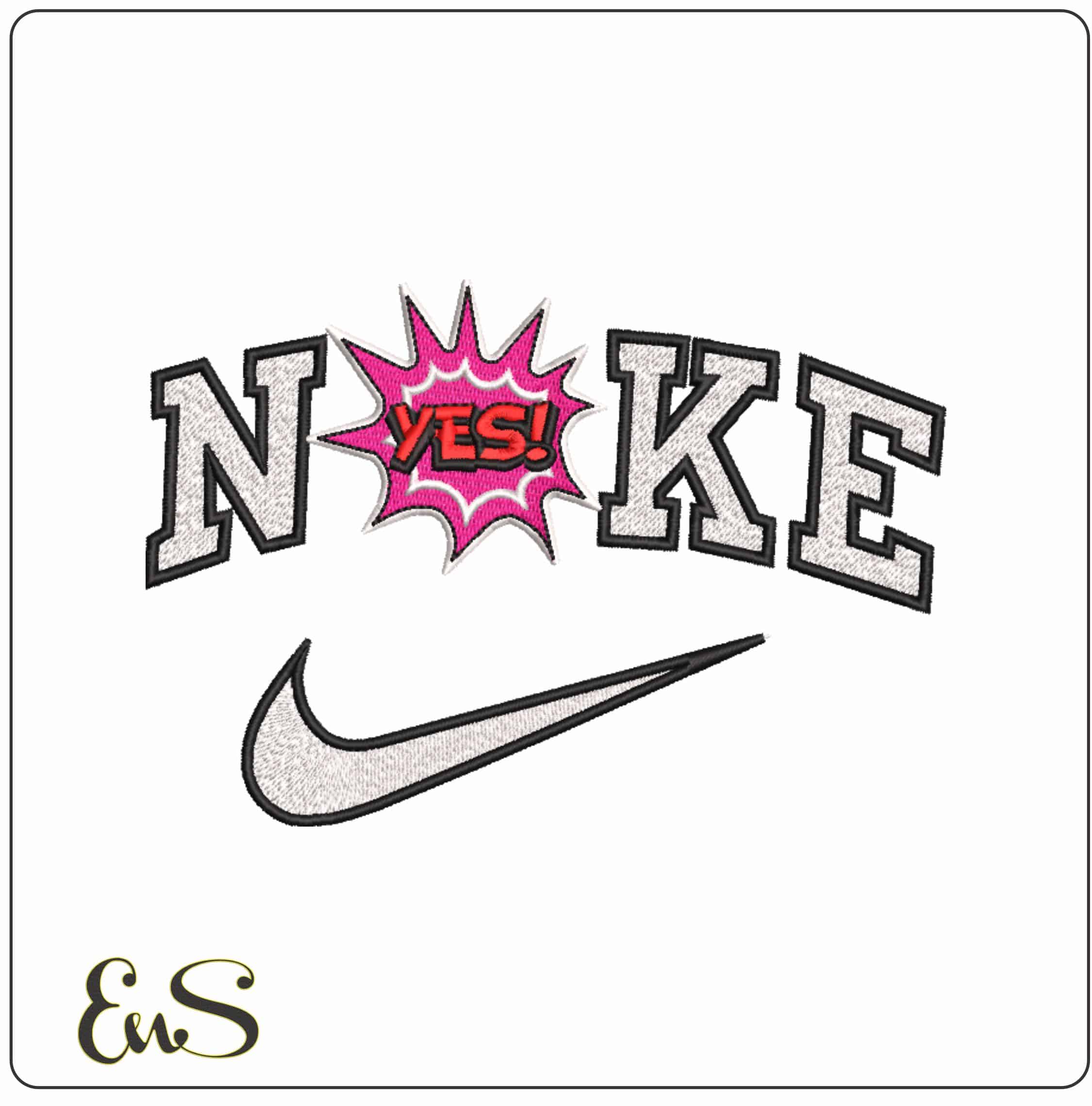 Nike Yes - Elegant embroidery design file-instant download