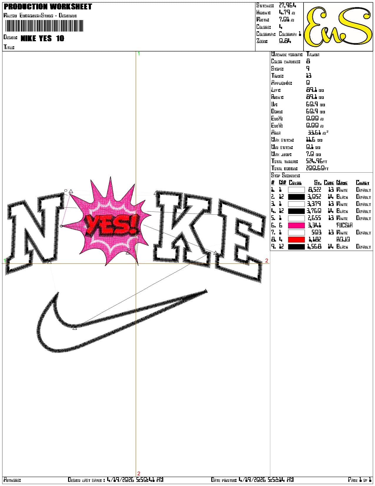 Nike Yes - Elegant embroidery design file-instant download — view 3