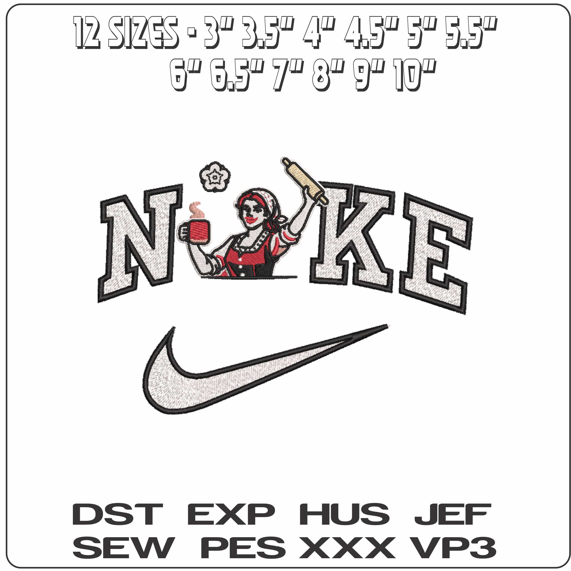 Nike Yorkshire Wife - Elegant embroidery design file-instant download — view 2