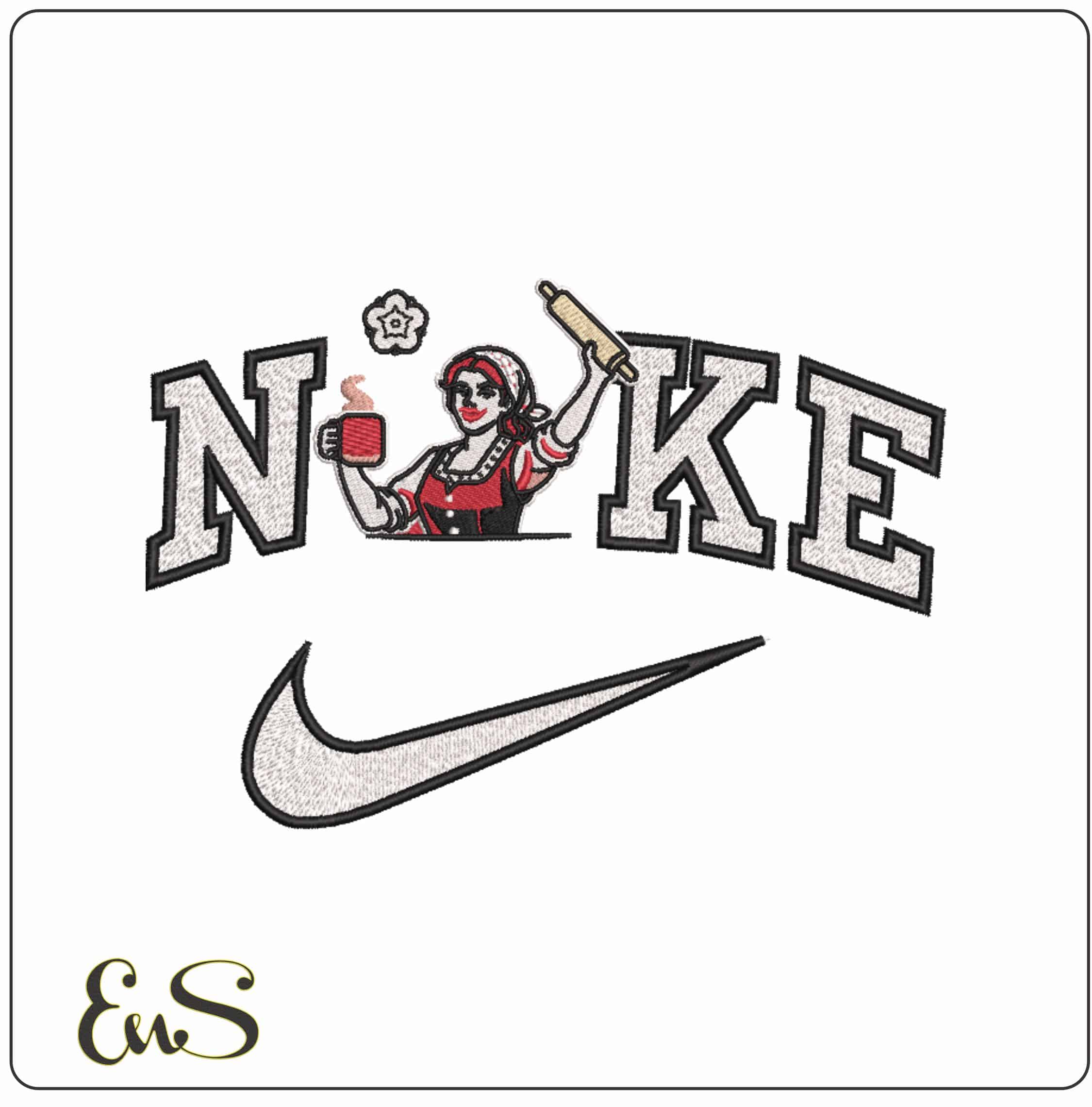 Nike Yorkshire Wife - Elegant embroidery design file-instant download