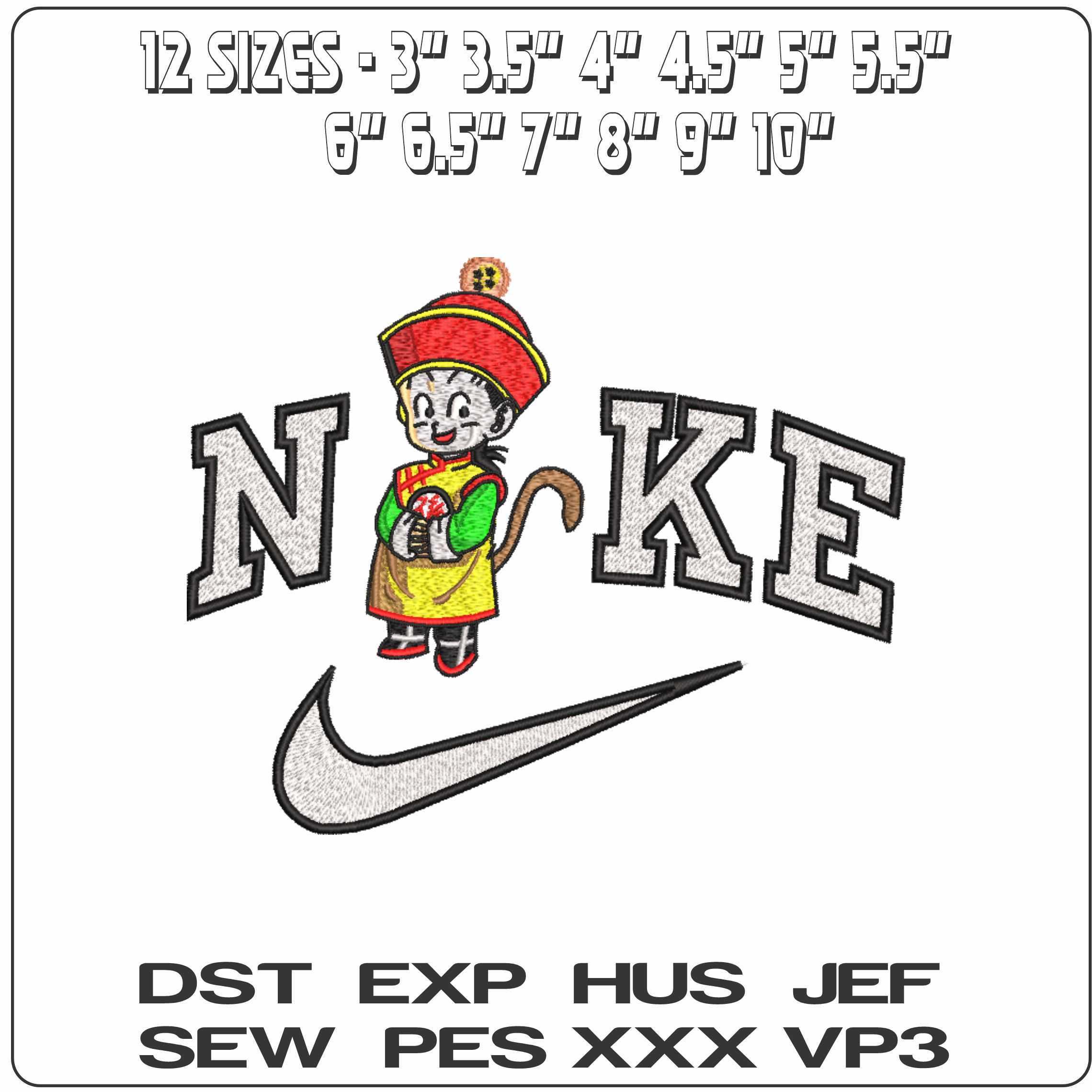 Nike Young Gohan Dragon Ball Z - Elegant embroidery design file-instant download — view 2