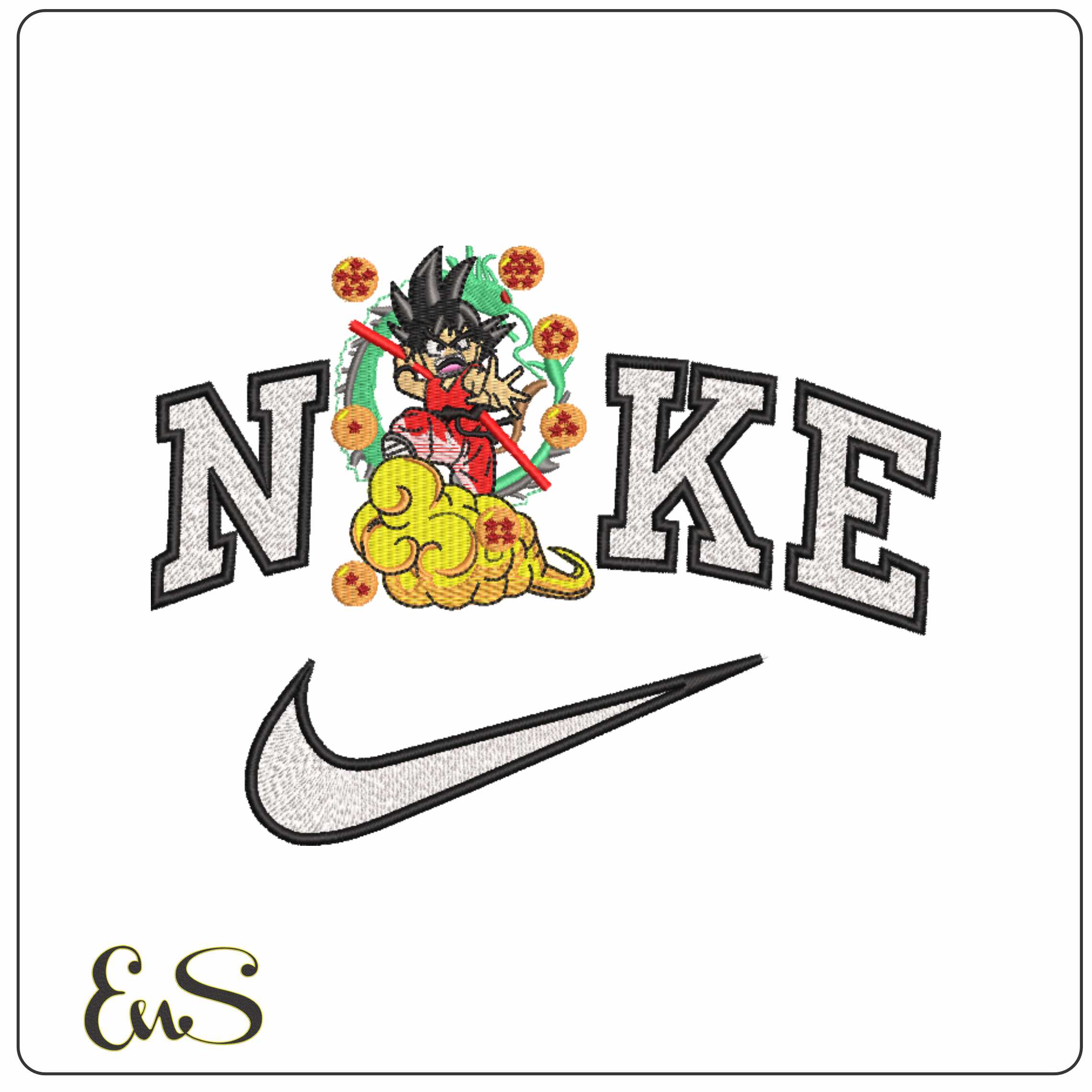 Nike Young Goku on Nibus Cloud Dragon Ball z - Elegant embroidery design file-instant download