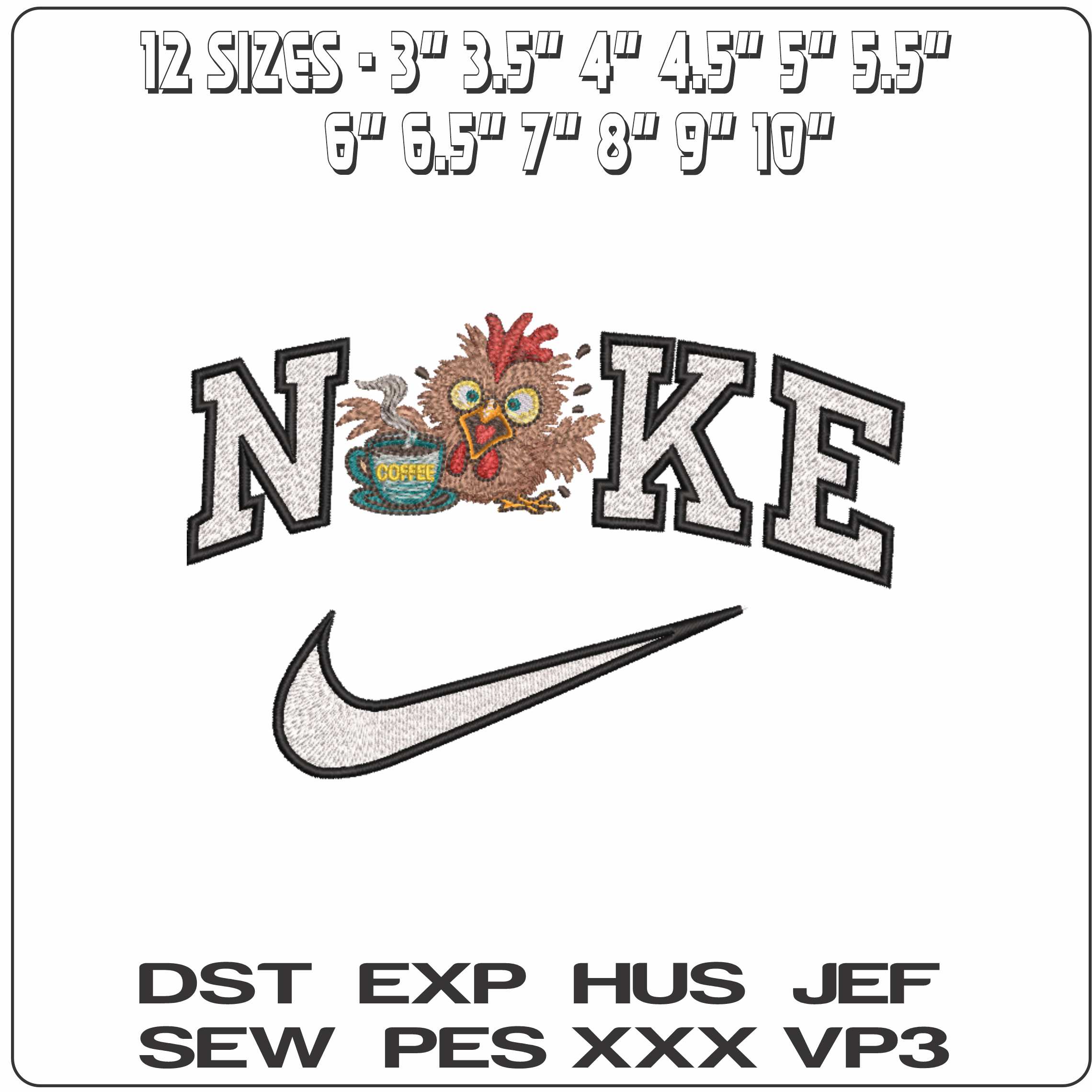 Nike Your Morning Coffee - Elegant embroidery design file-instant download — view 2
