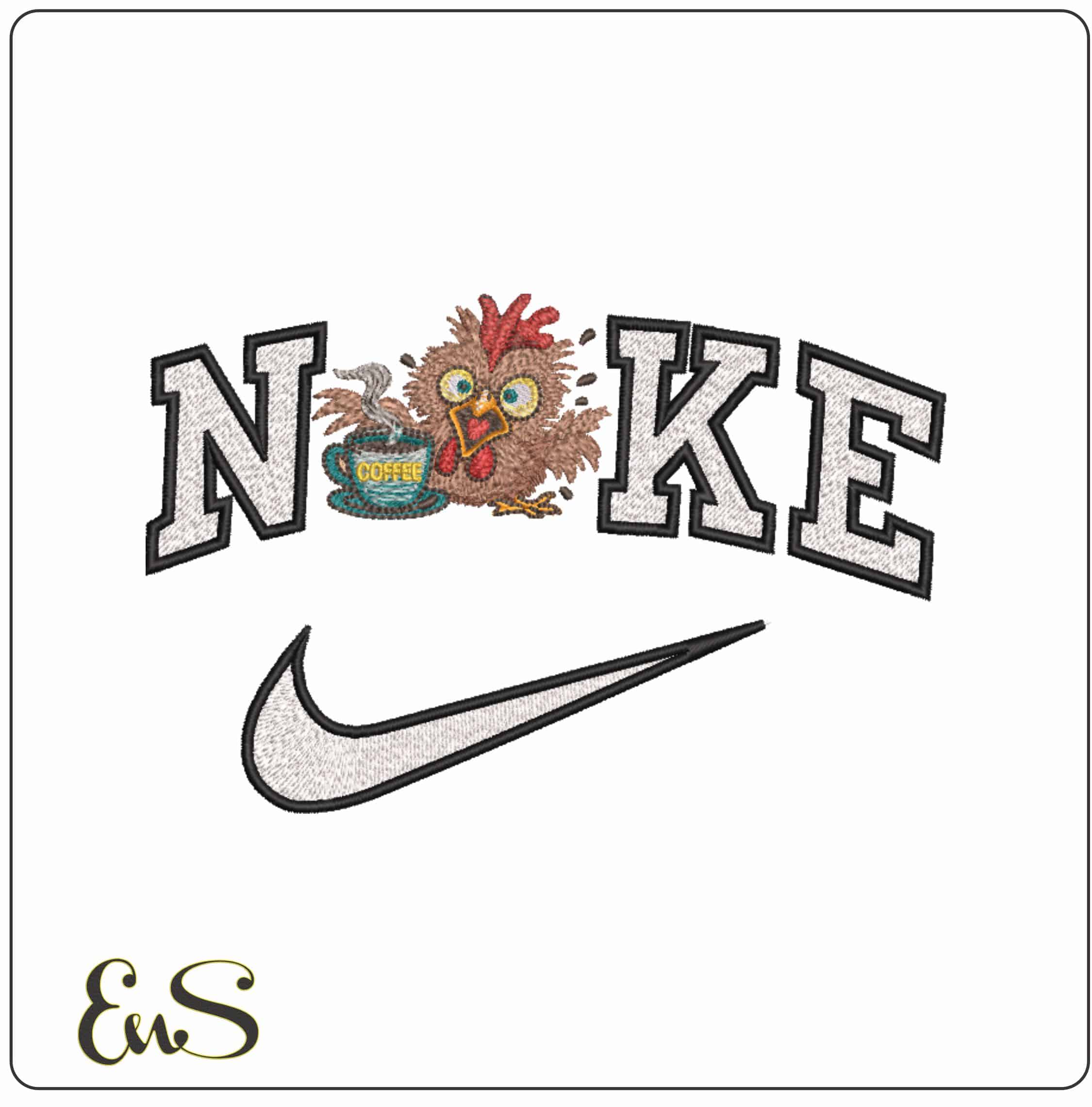 Nike Your Morning Coffee - Elegant embroidery design file-instant download