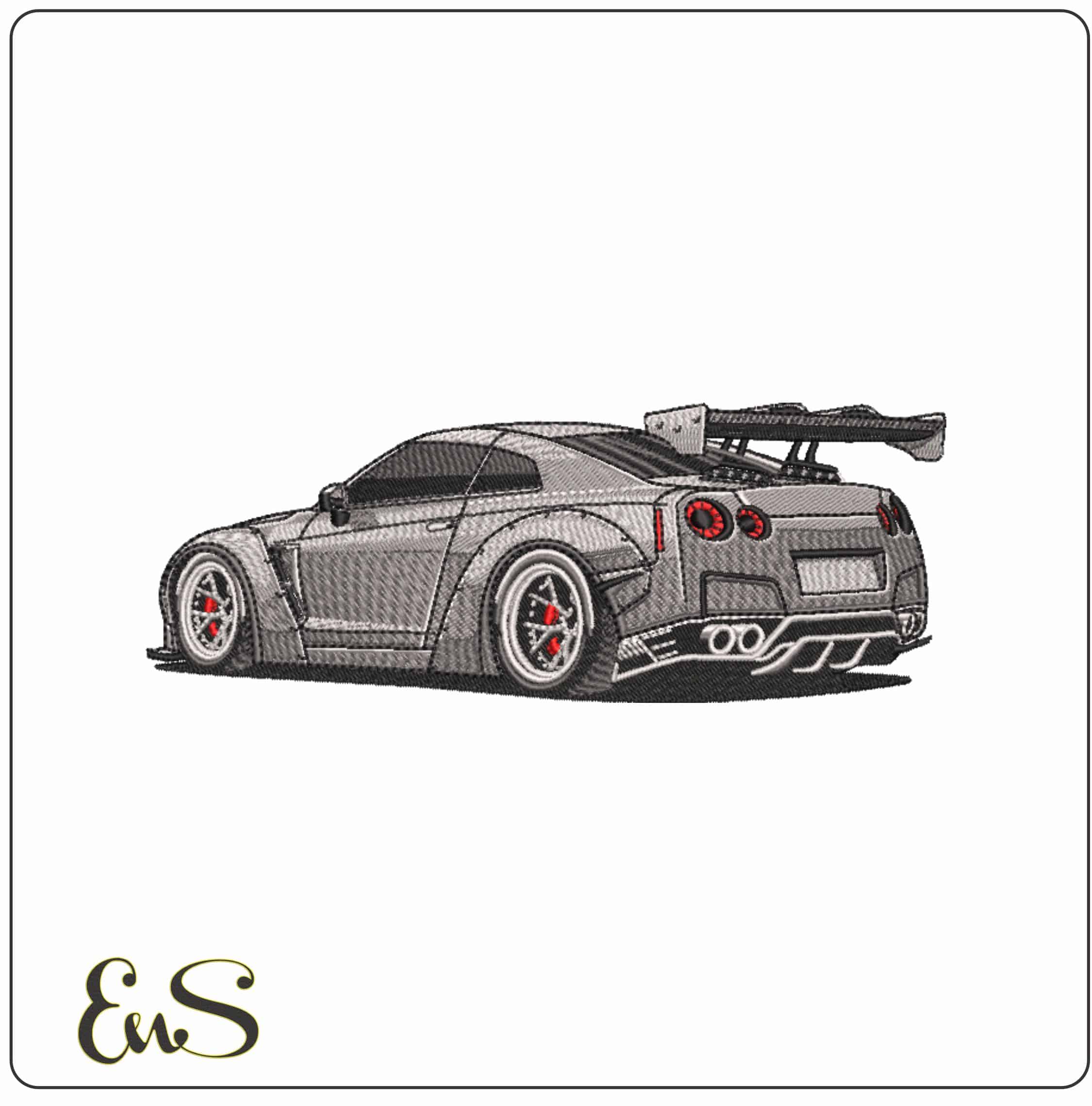 Nissan GTR Nissmo - Elegant embroidery design file-instant download