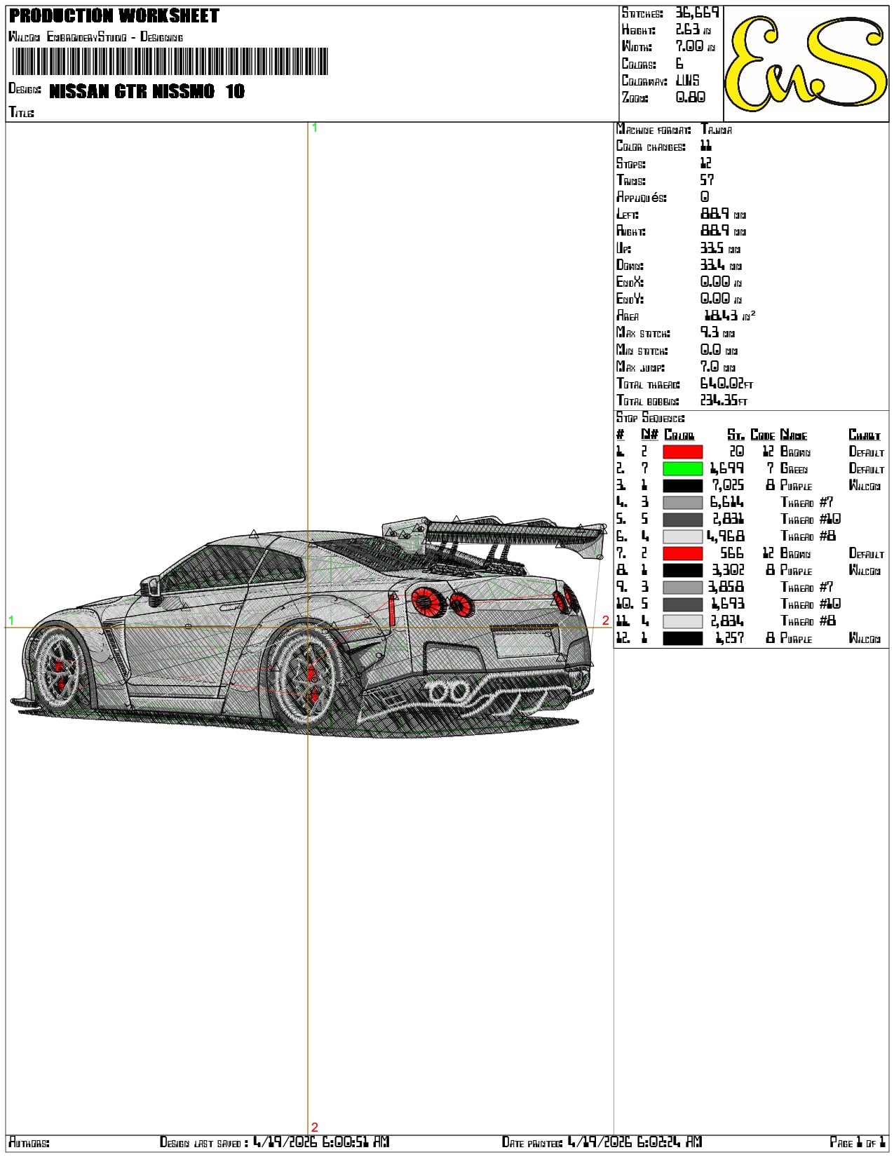 Nissan GTR Nissmo - Elegant embroidery design file-instant download — view 3