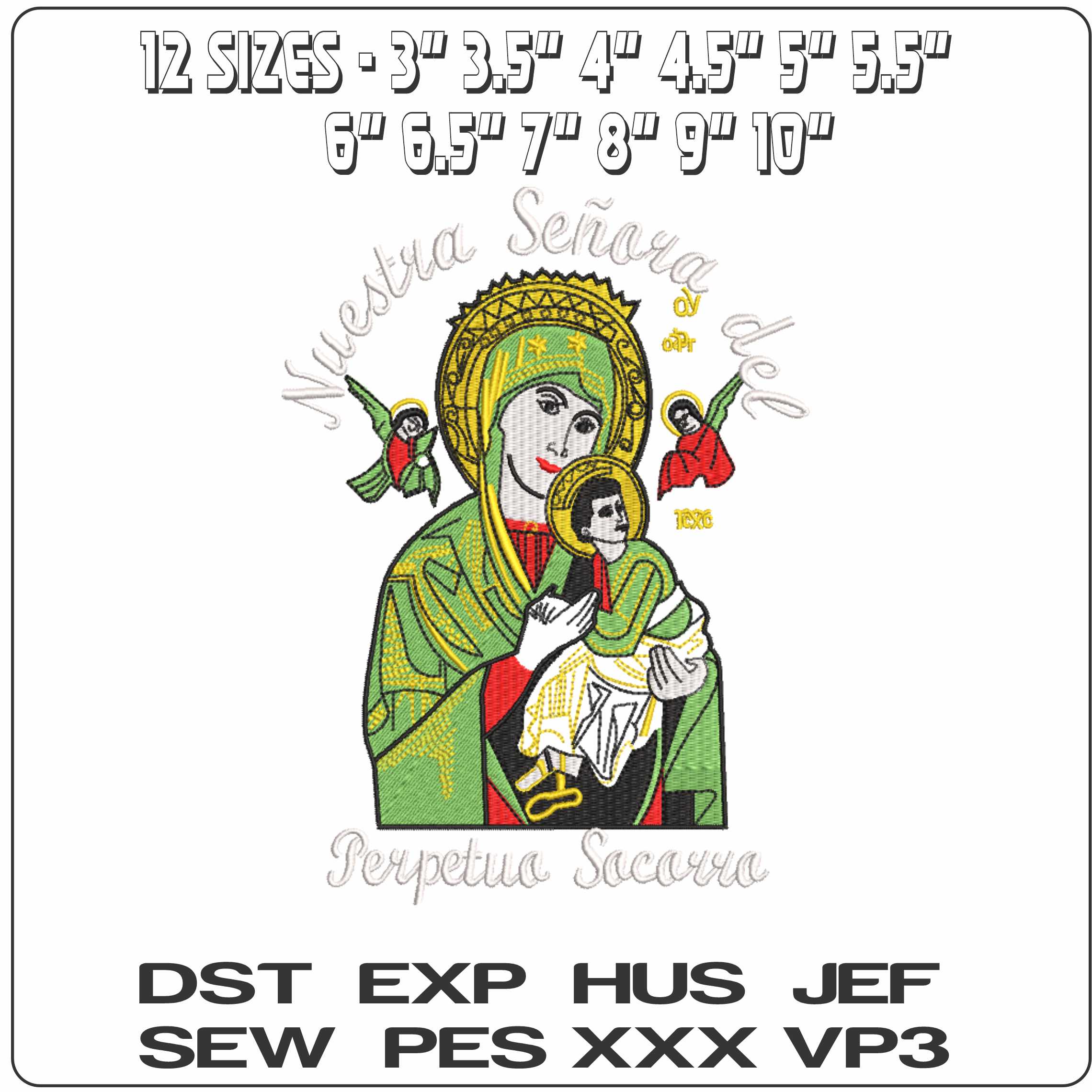 Nuestra Senora dela Perpetua Sacarra - Elegant embroidery design file-instant download — view 2