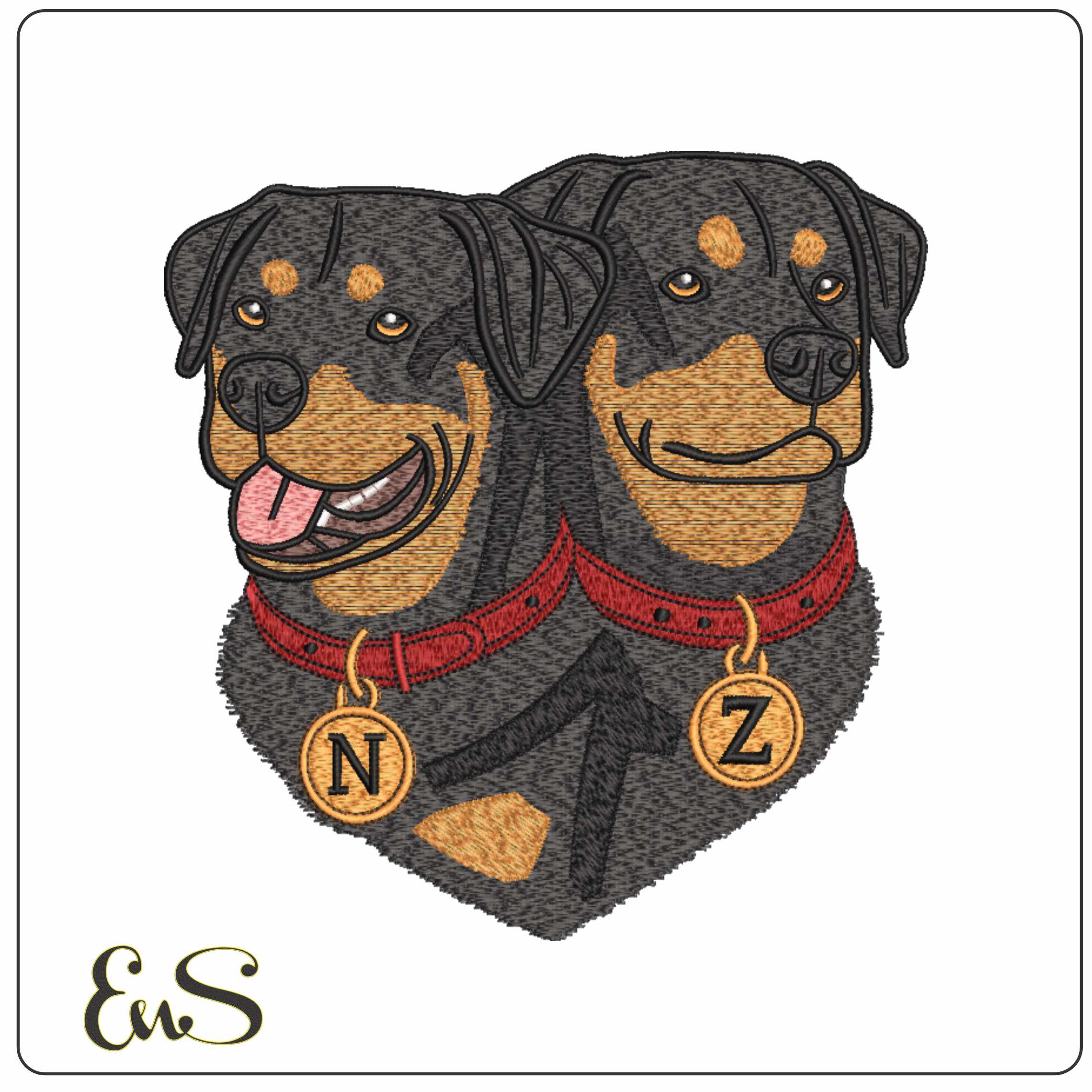 NZ Rottwiellers dogs - Elegant embroidery design file-instant download