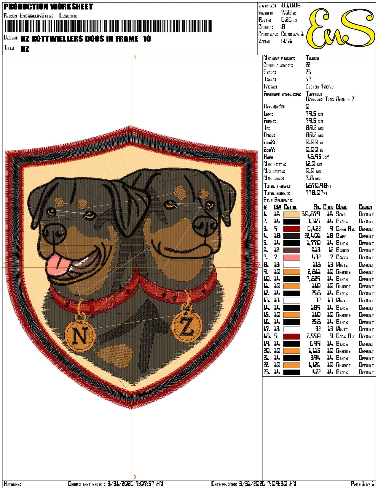 NZ Rottwiellers dogs in frame - Elegant embroidery design file-instant download — view 3