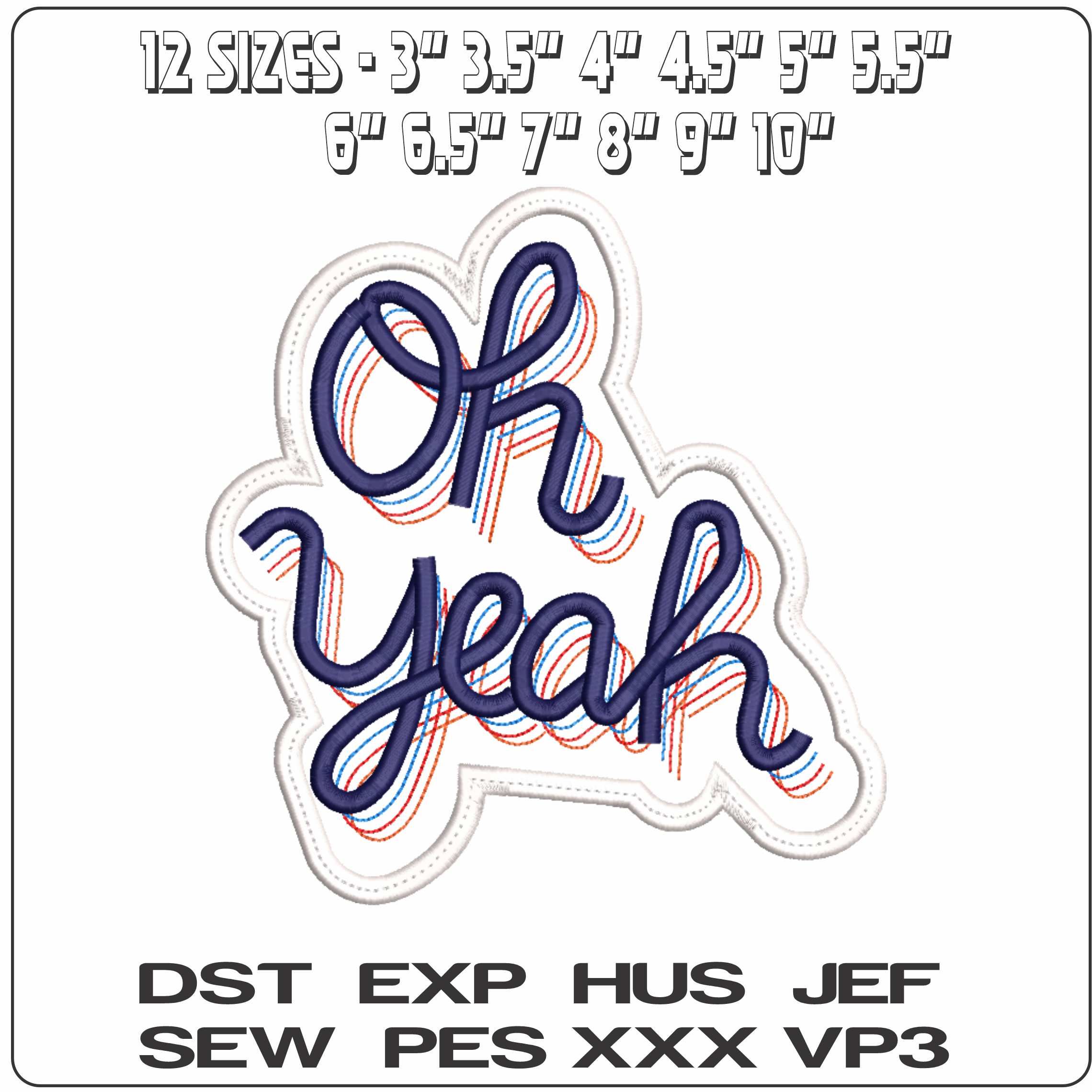 Oh Yeah - Elegant embroidery design file-instant download — view 2