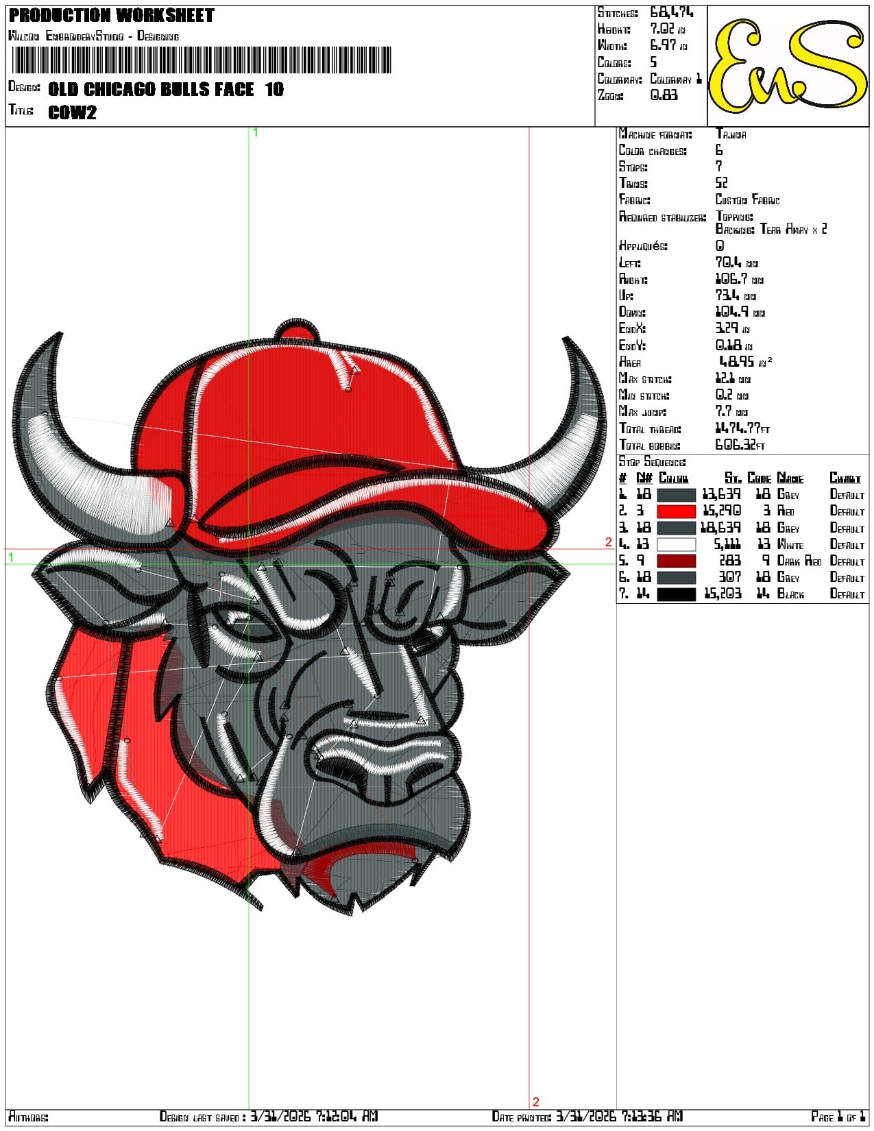 Old Chicago Bulls Face - Elegant embroidery design file-instant download — view 3