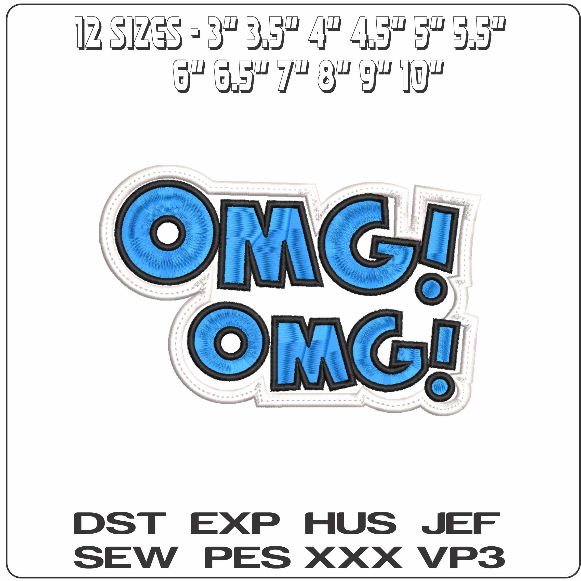 OMG OMG - Elegant embroidery design file-instant download — view 2