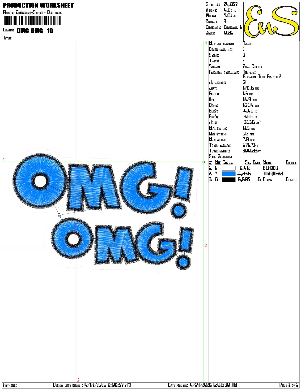 OMG OMG - Elegant embroidery design file-instant download — view 3