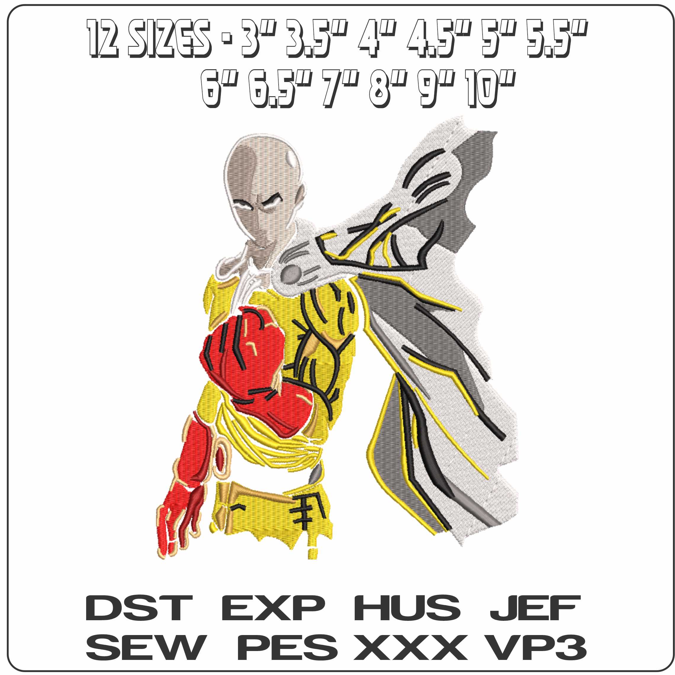 One Punch Man Anime - Elegant embroidery design file-instant download — view 2
