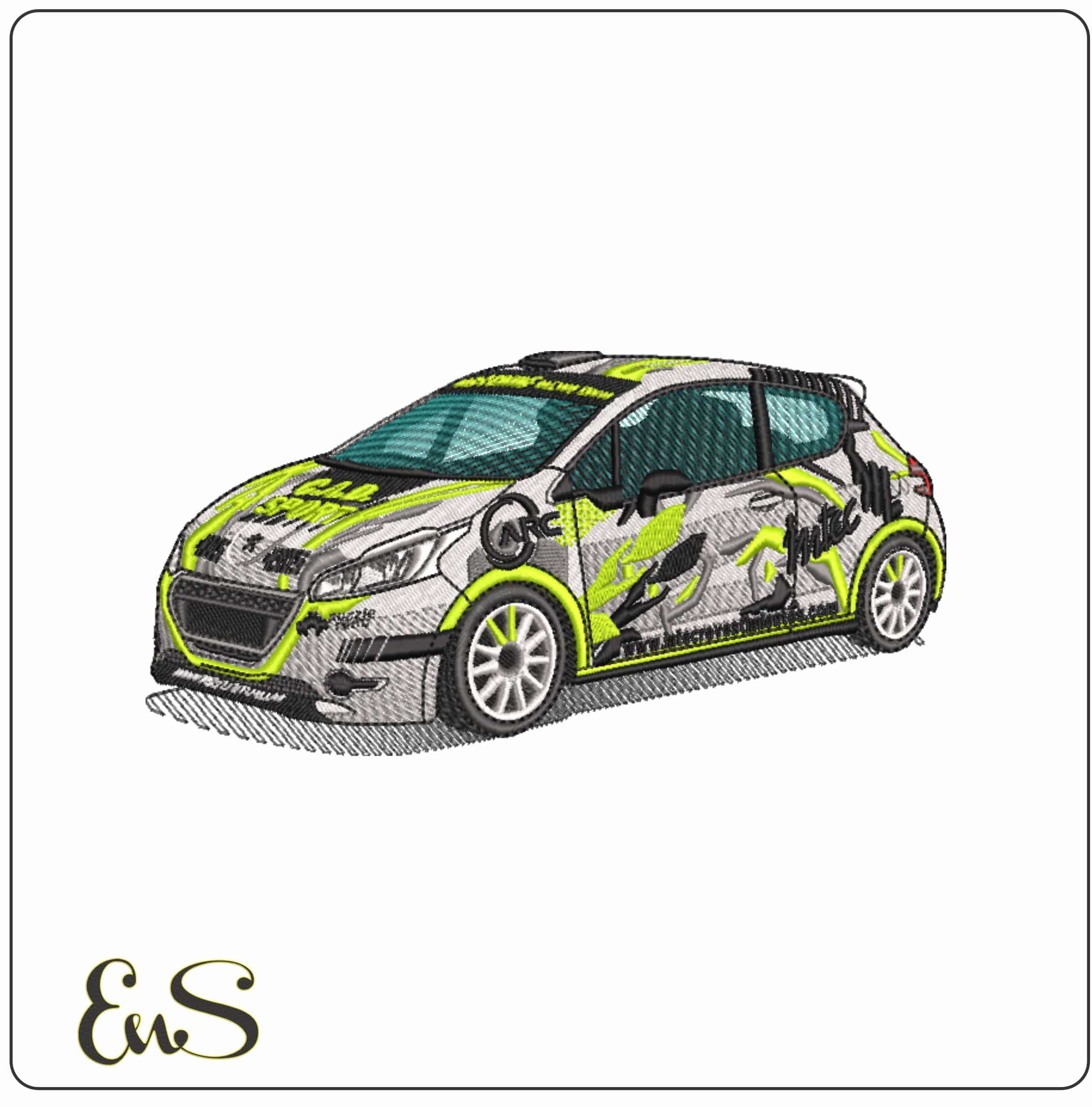 Peugeot 208 r2 2012 Rally - Elegant embroidery design file-instant download