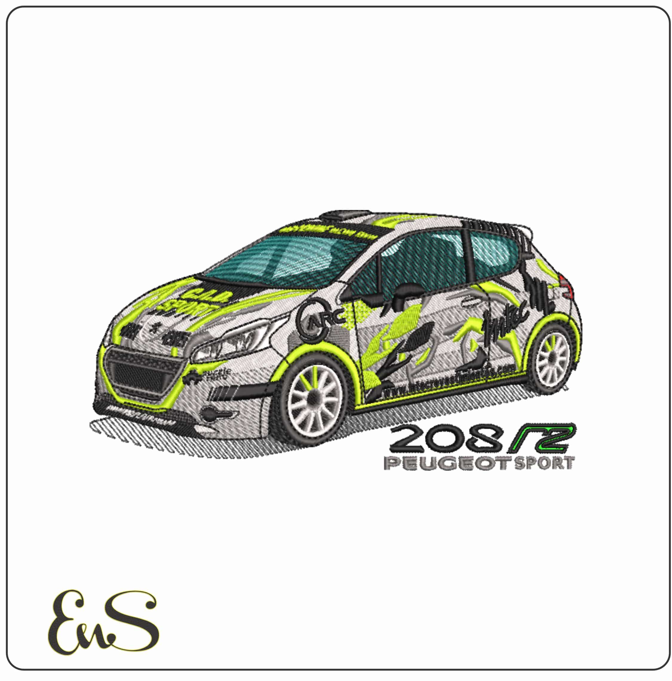 Peugeot 208 r2 2012 Rally with Logo - Elegant embroidery design file-instant download