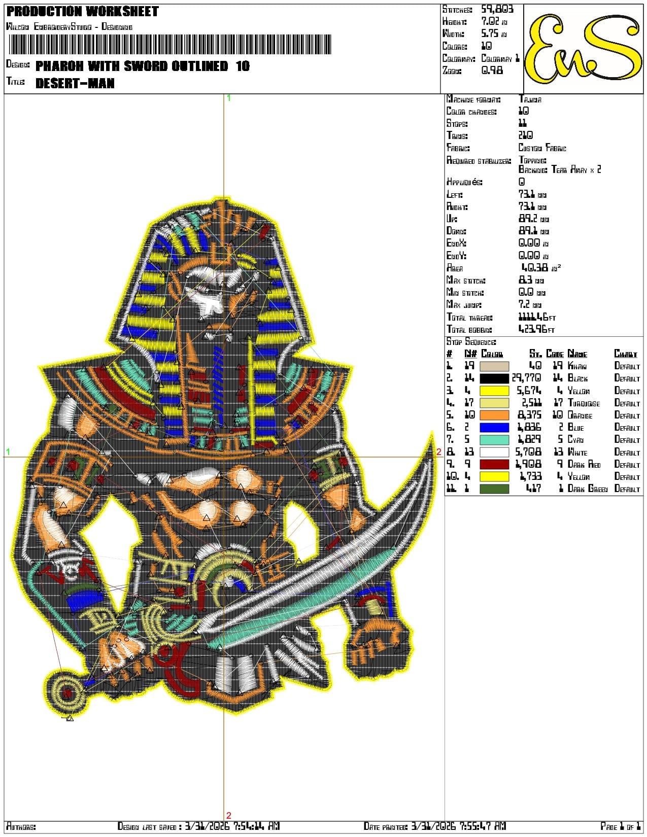 Pharoh With Sword Outlined - Elegant embroidery design file-instant download — view 3