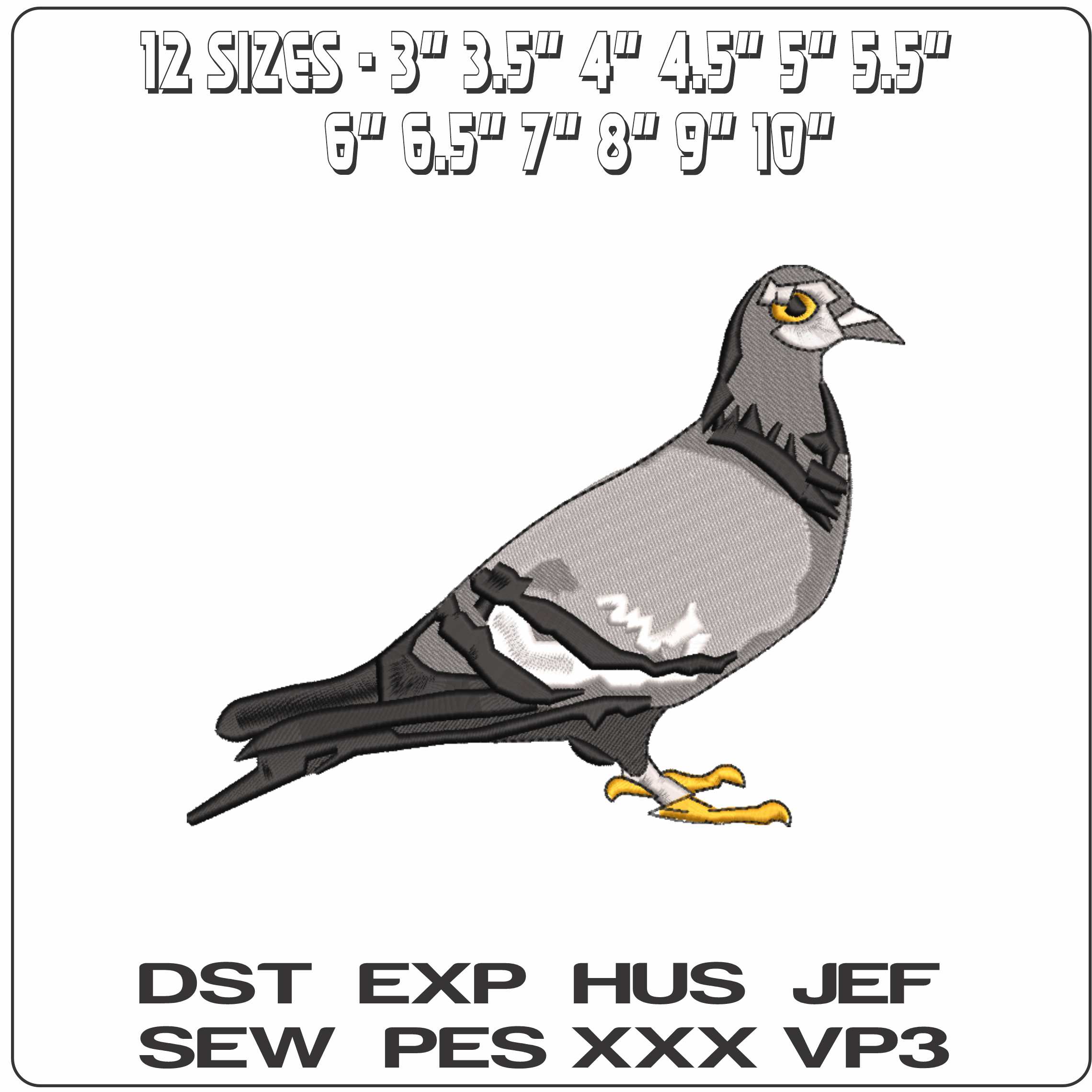 Pigeon - Elegant embroidery design file-instant download — view 2