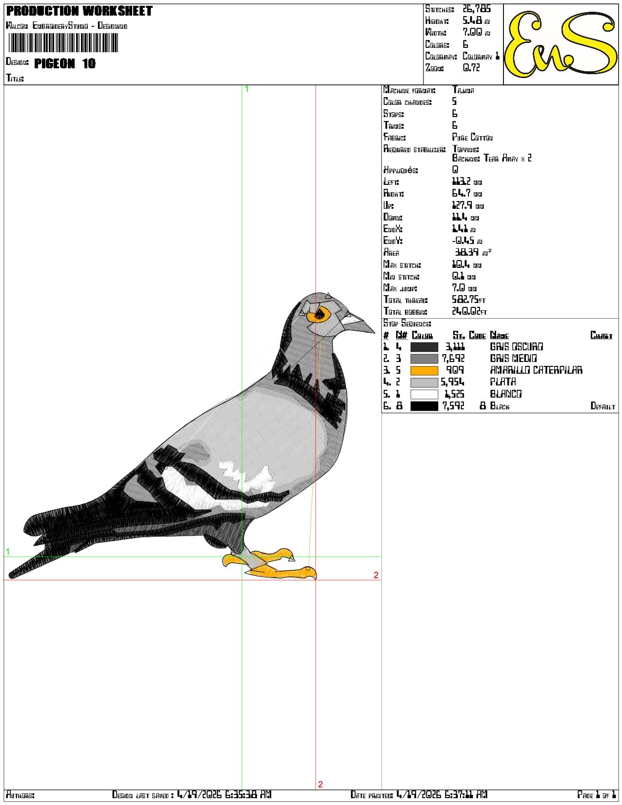 Pigeon - Elegant embroidery design file-instant download — view 3