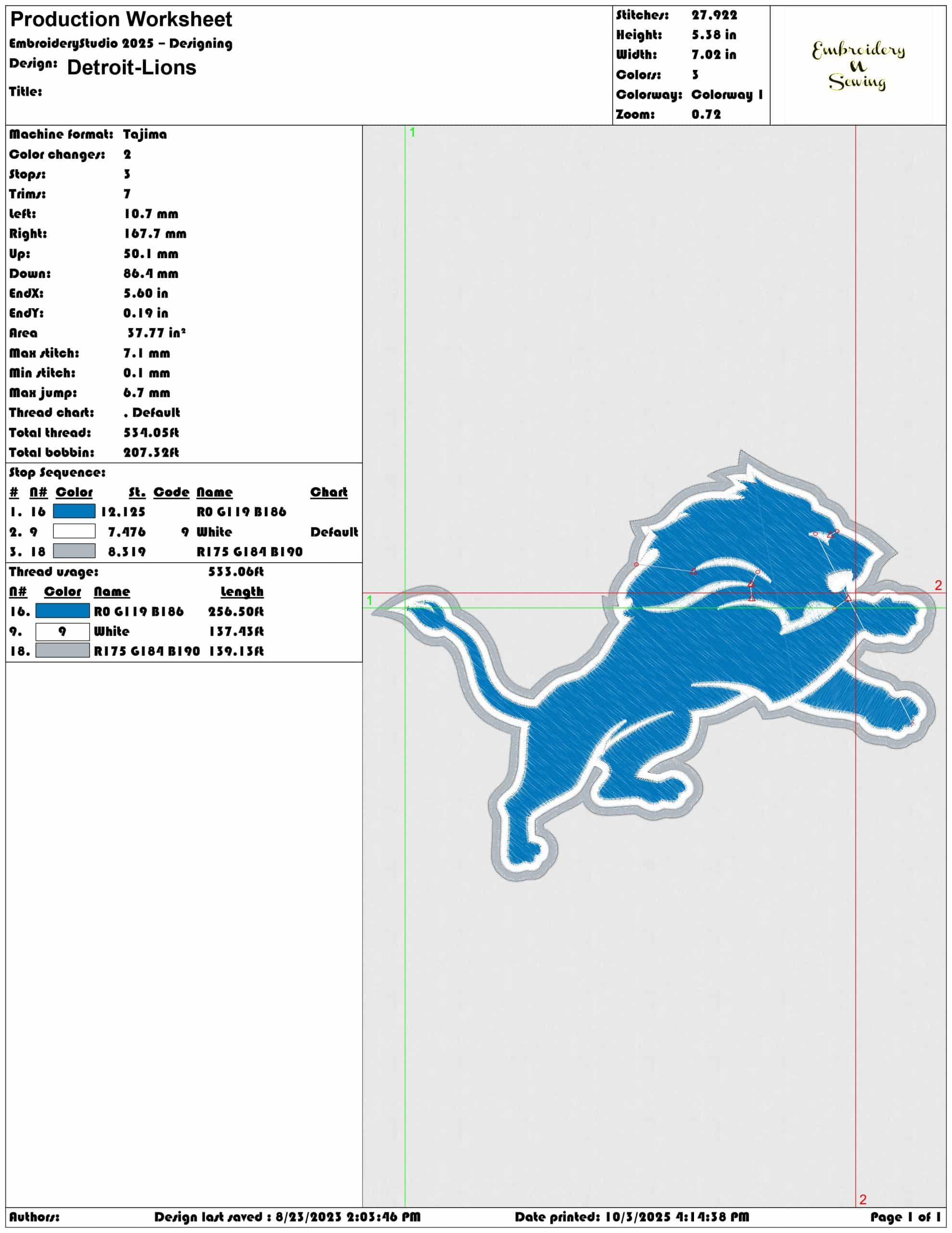 Detroit Lions NFL embroidery design -Ford Field Detroit Michigan Stadium men's football embroidery machine pattern embroidery file - instant download — view 4