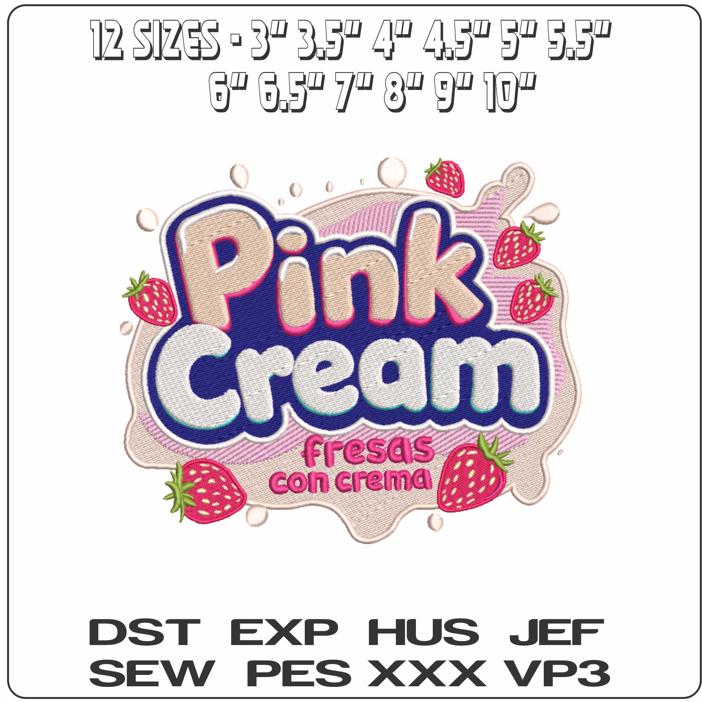 Pink Cream Fresas Con Cream - Elegant embroidery design file-instant download — view 2