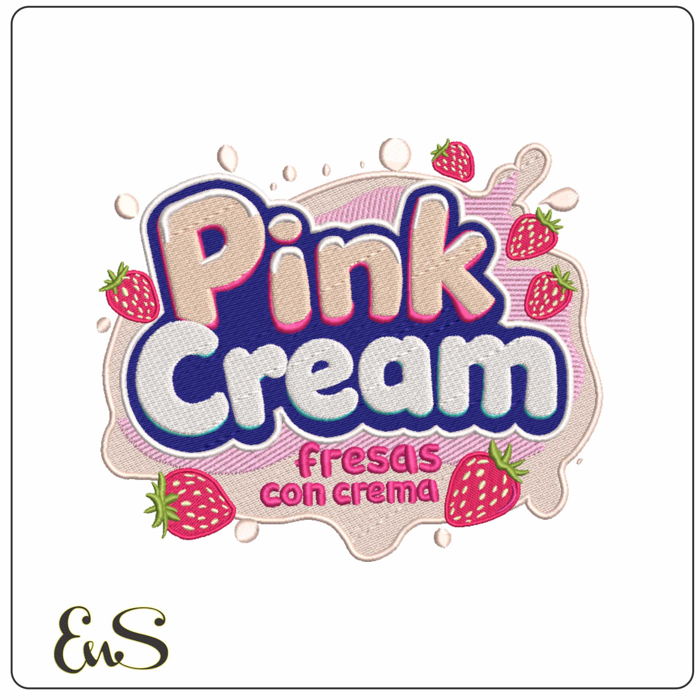 Pink Cream Fresas Con Cream - Elegant embroidery design file-instant download