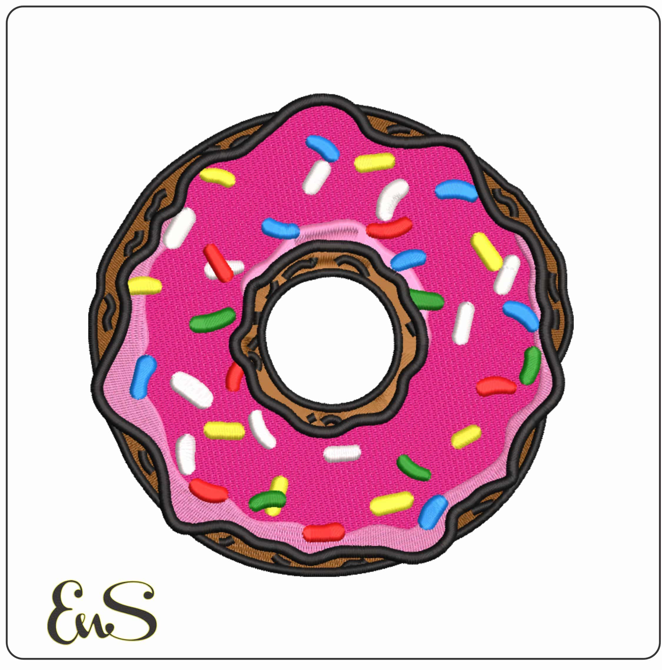 Pink Donut with Sprinkles - Elegant embroidery design file-instant download
