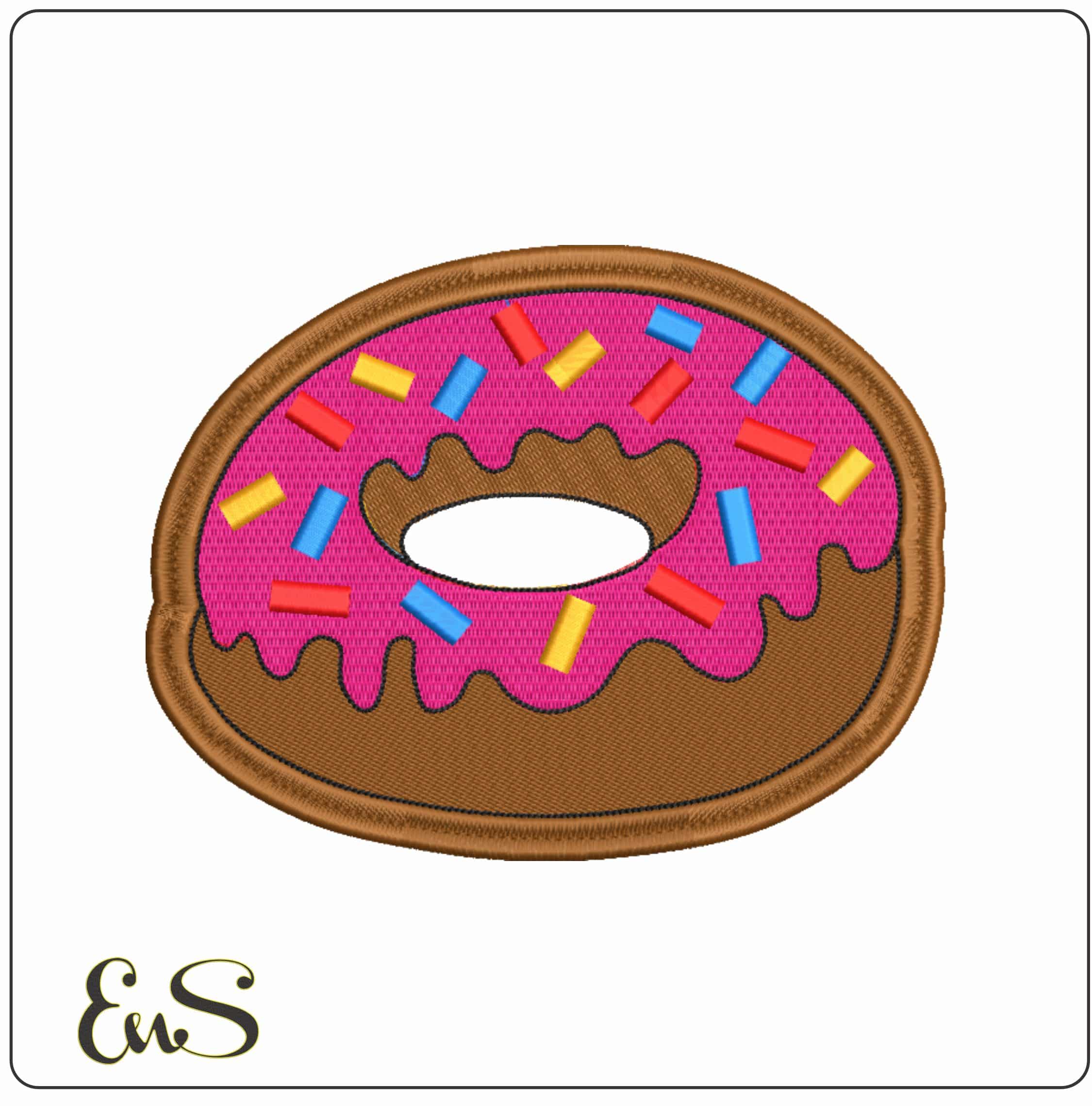 Pink Donut with Sprinkles Side - Elegant embroidery design file-instant download