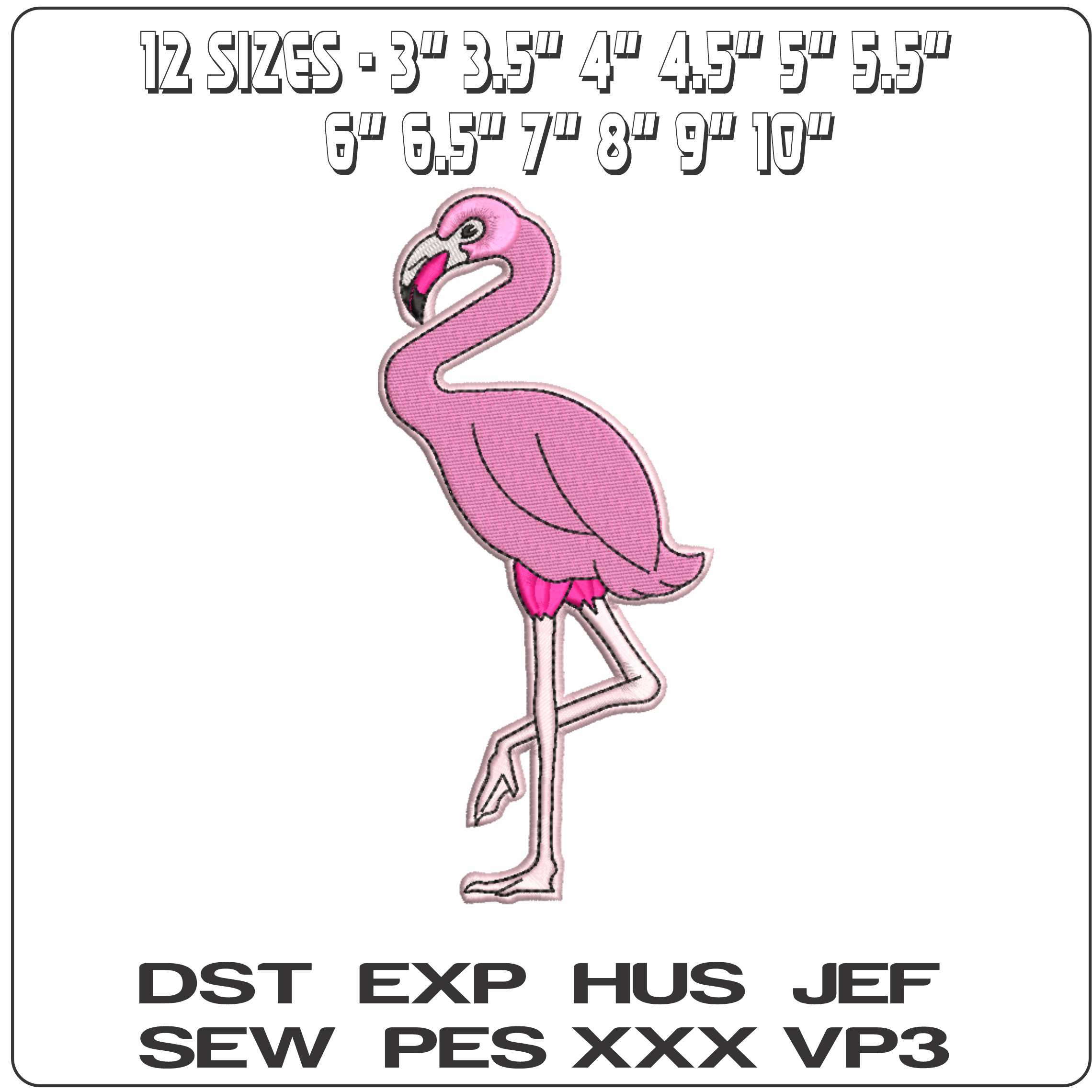 Pink Flamingo - Elegant embroidery design file-instant download — view 2