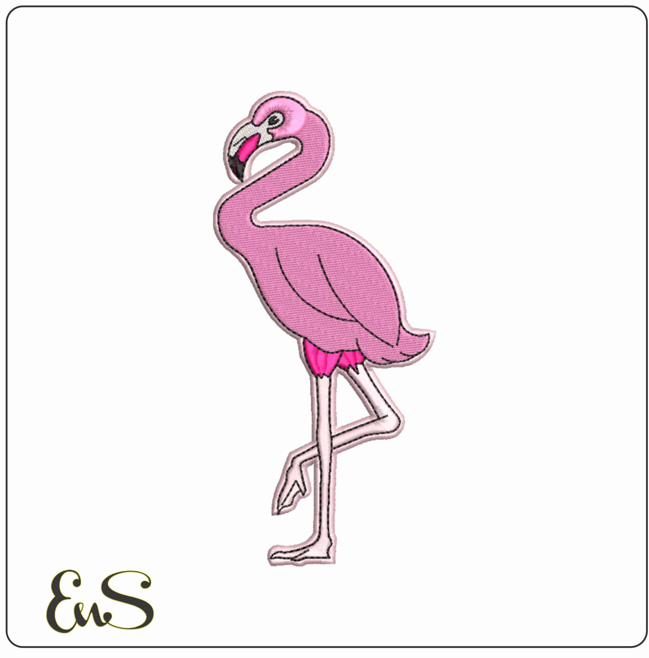 Pink Flamingo - Elegant embroidery design file-instant download