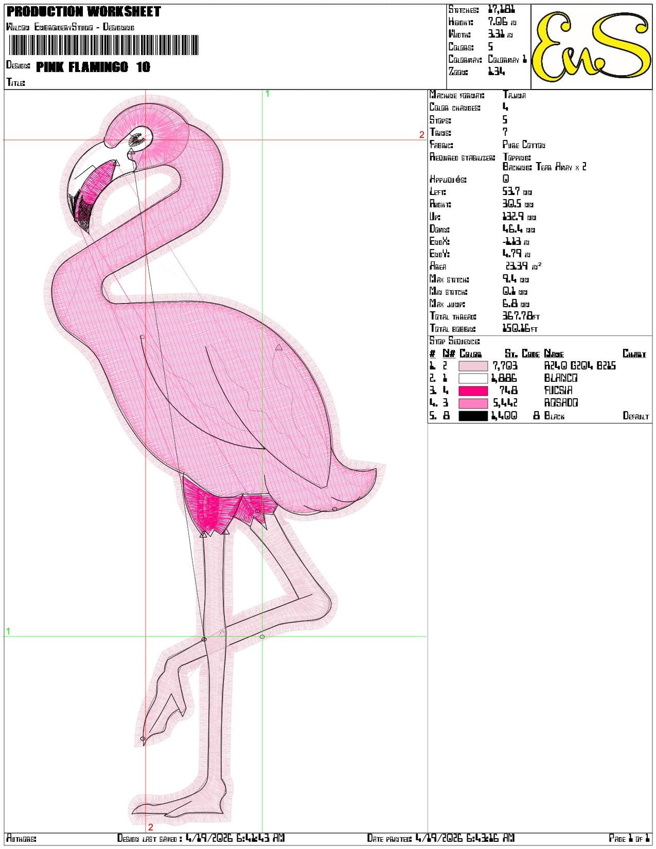 Pink Flamingo - Elegant embroidery design file-instant download — view 3