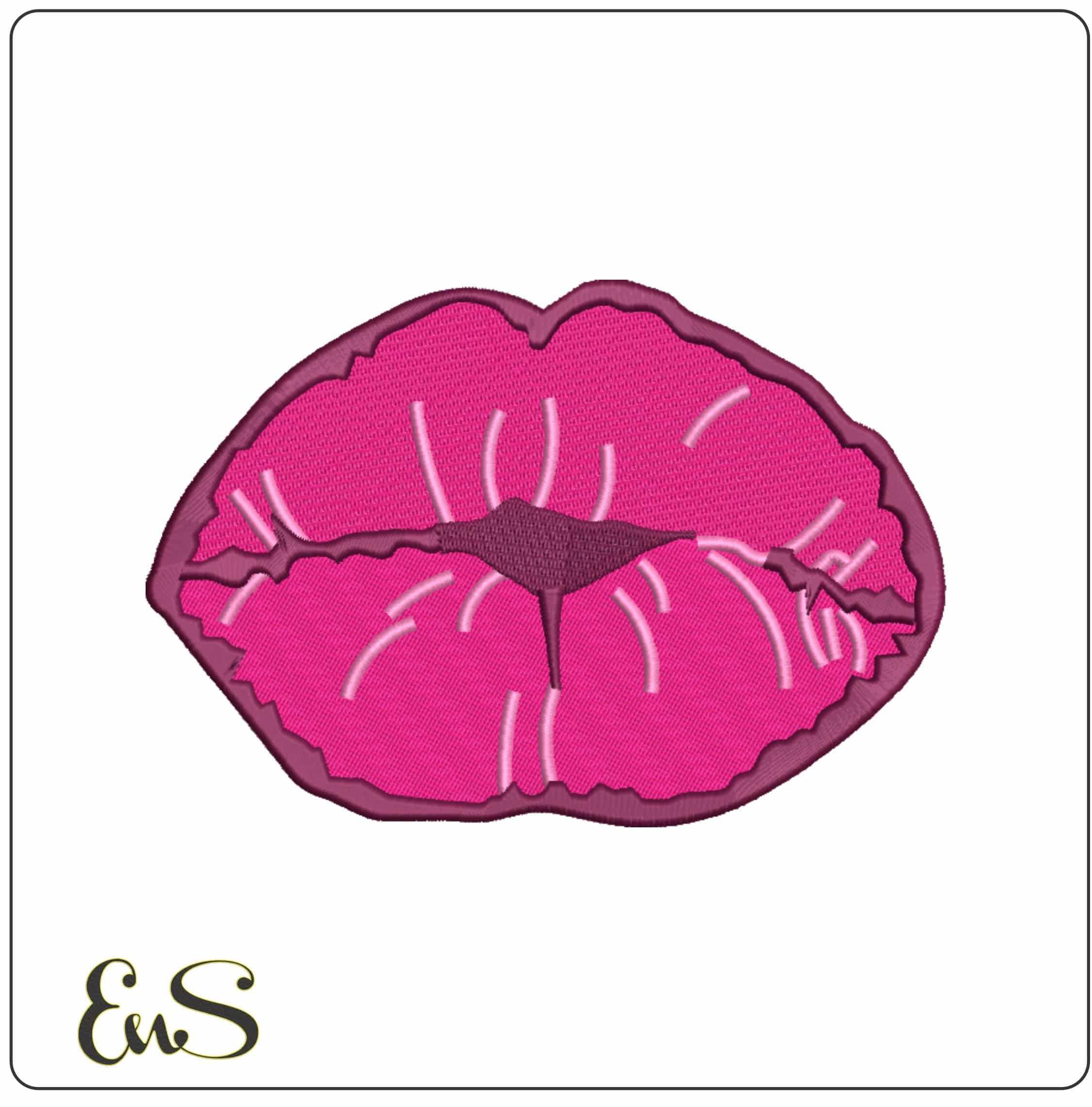 Pink Lips - Elegant embroidery design file-instant download
