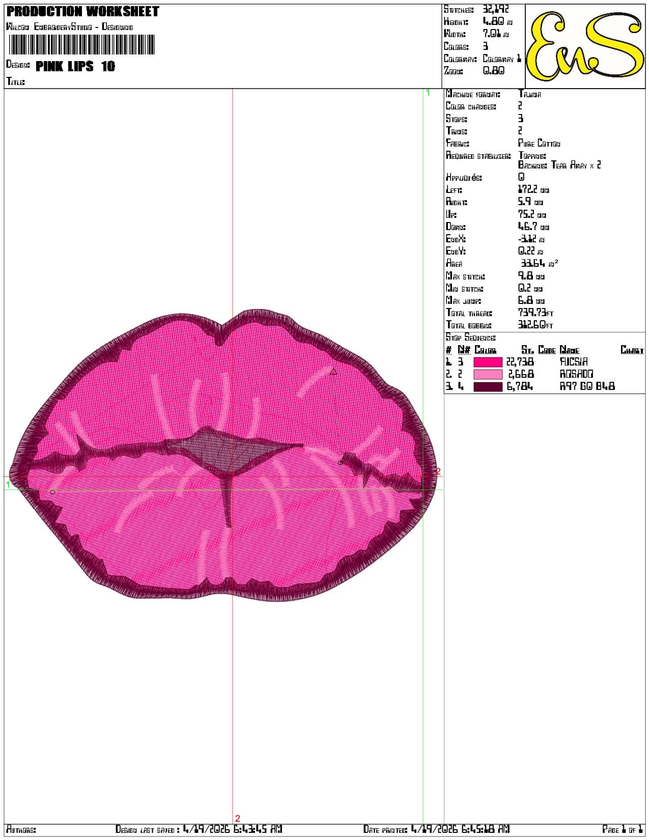 Pink Lips - Elegant embroidery design file-instant download — view 3