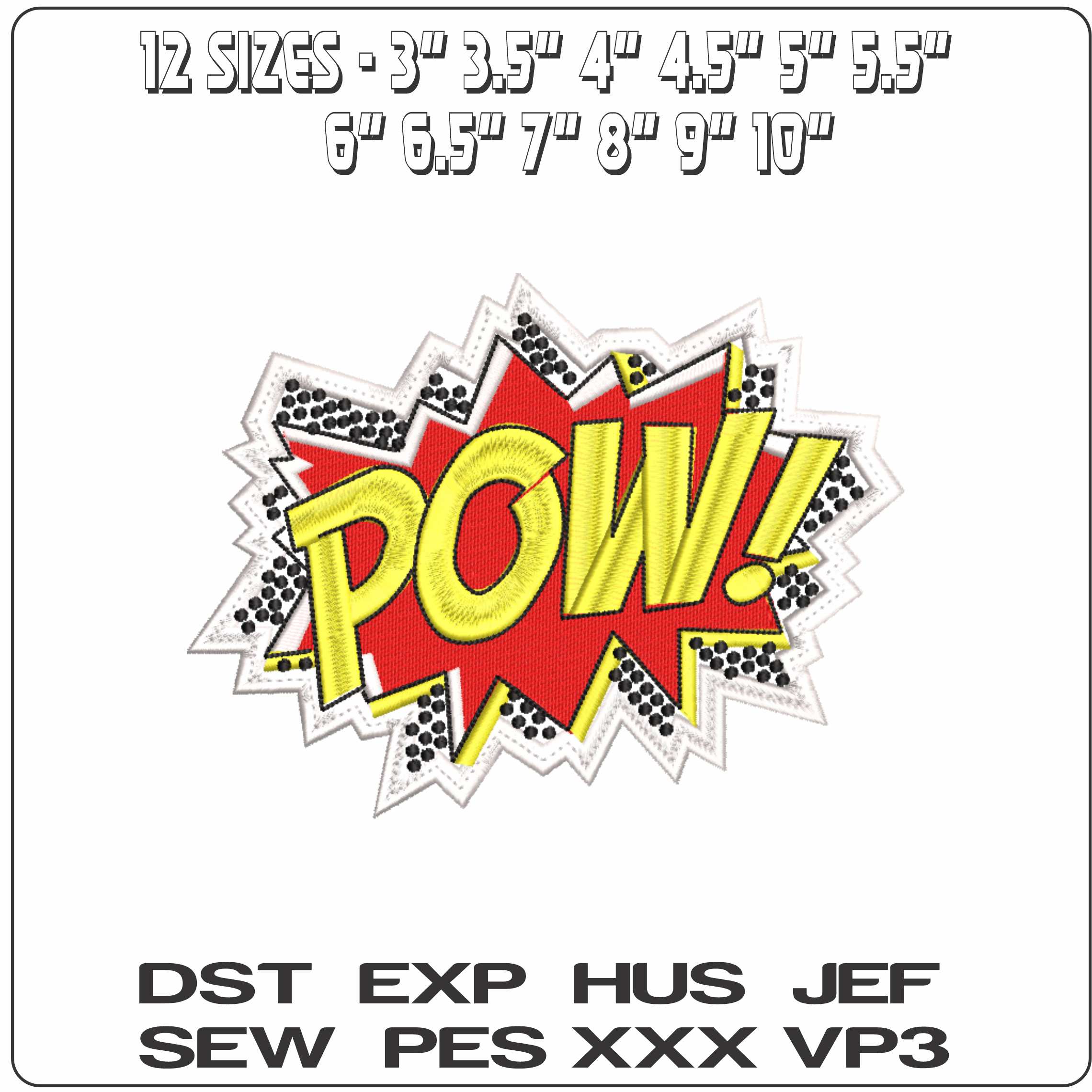 Pow - Elegant embroidery design file-instant download — view 2