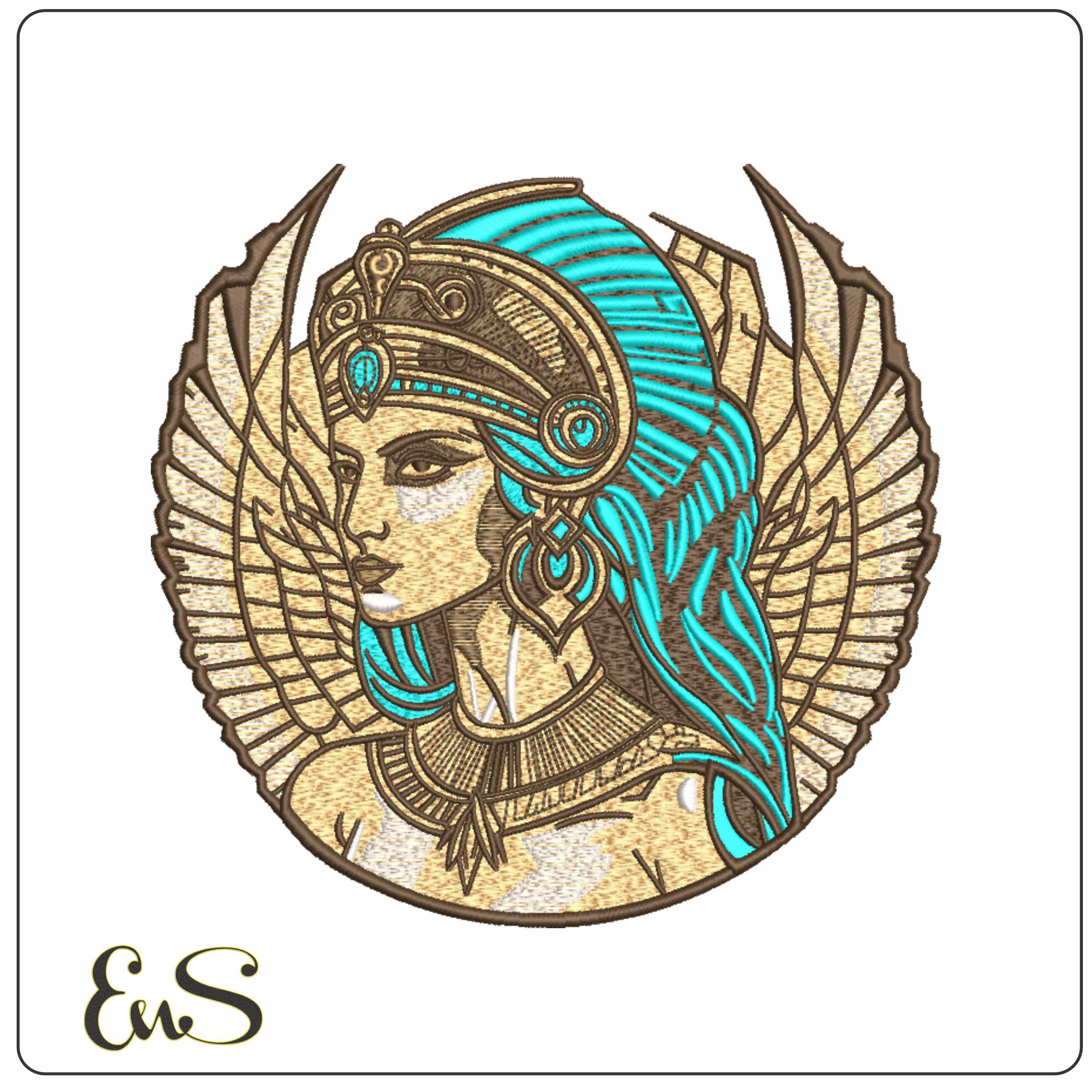 Queen Cleoptra Face with Crown - Elegant embroidery design file-instant download