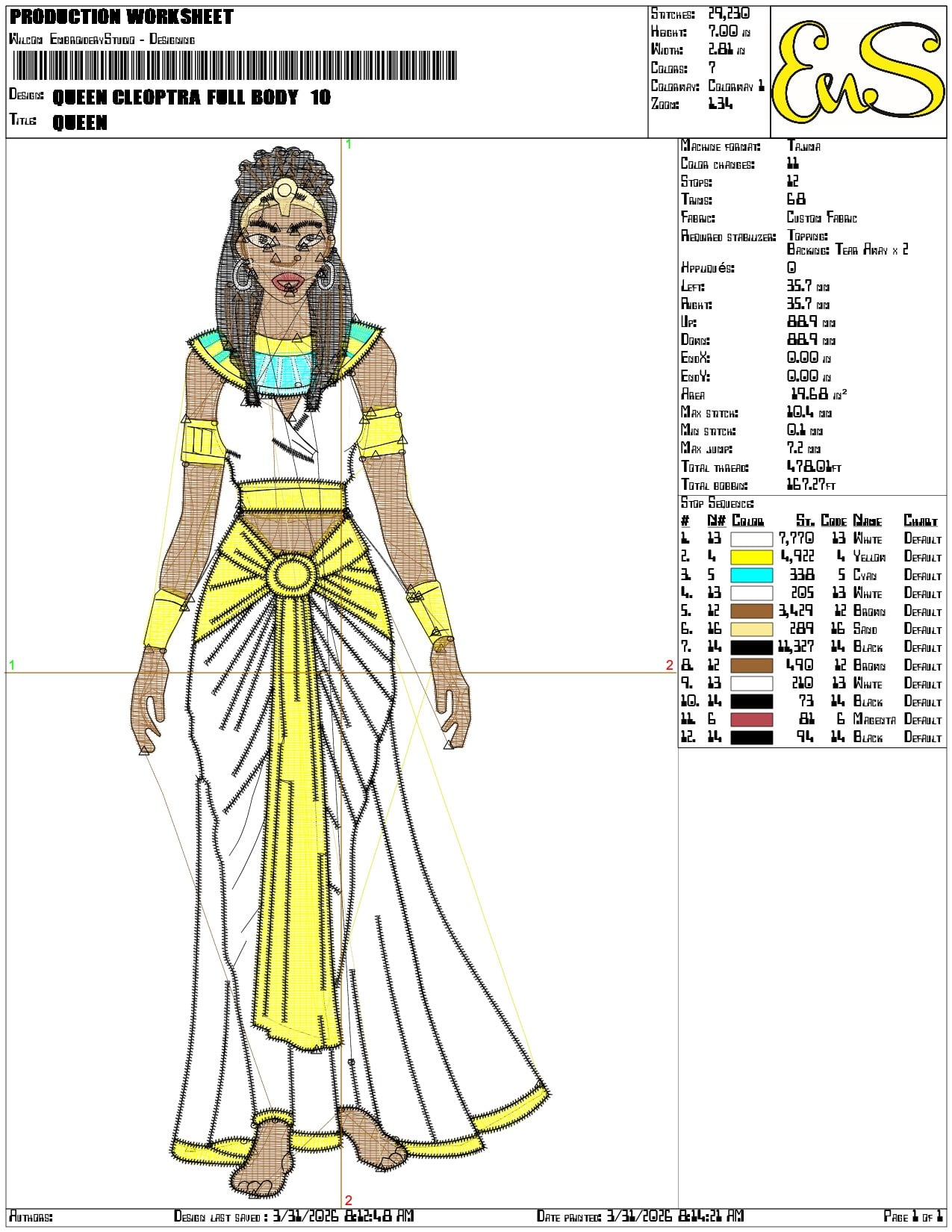 Queen Cleoptra Full Body - Elegant embroidery design file-instant download — view 3