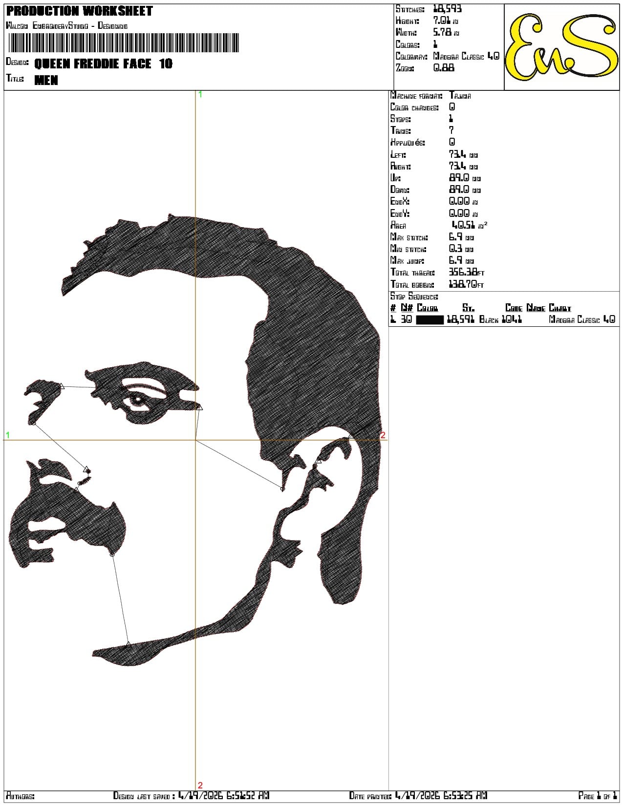 Queen Freddie Face - Elegant embroidery design file-instant download — view 3