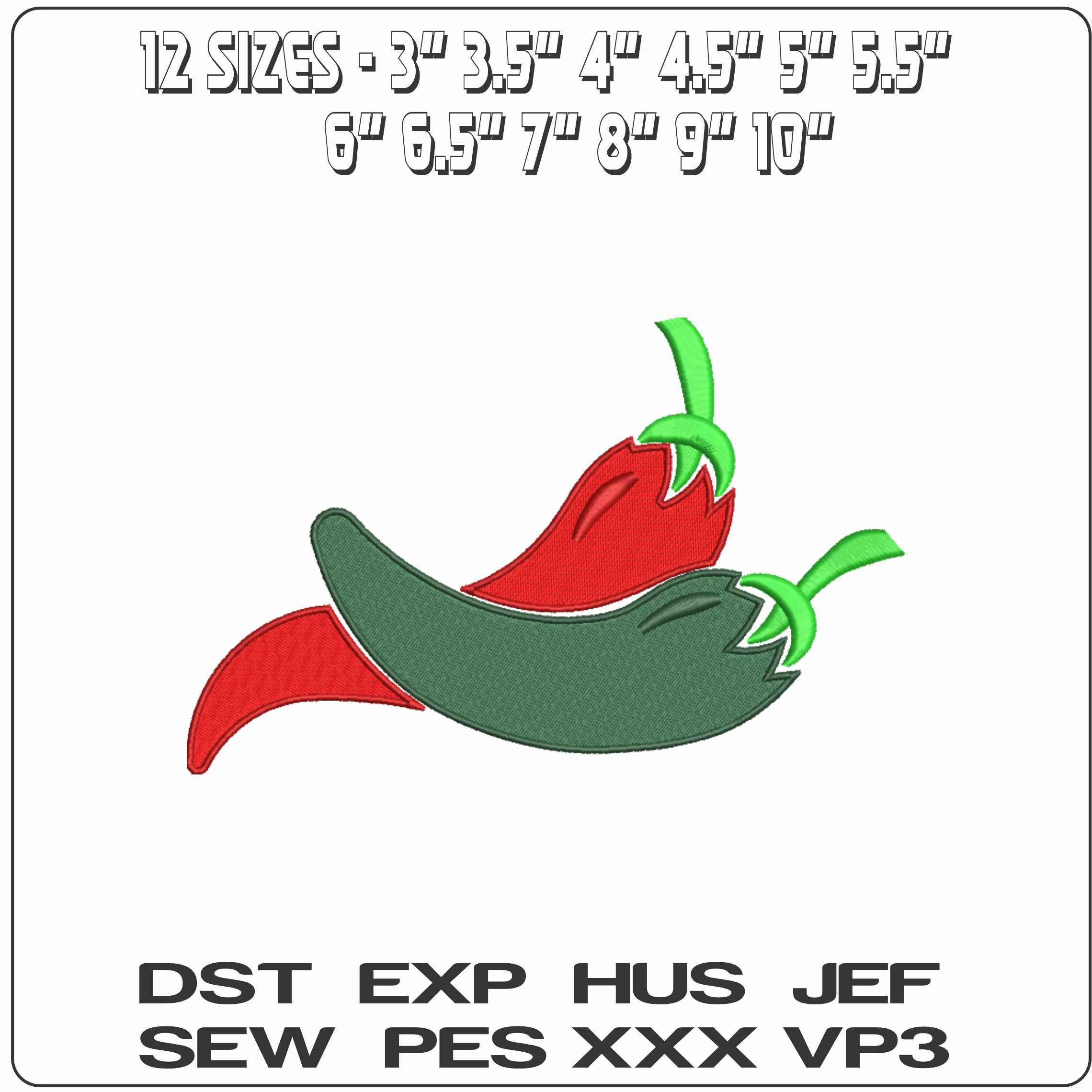 Red and Green Chillies - Elegant embroidery design file-instant download — view 2
