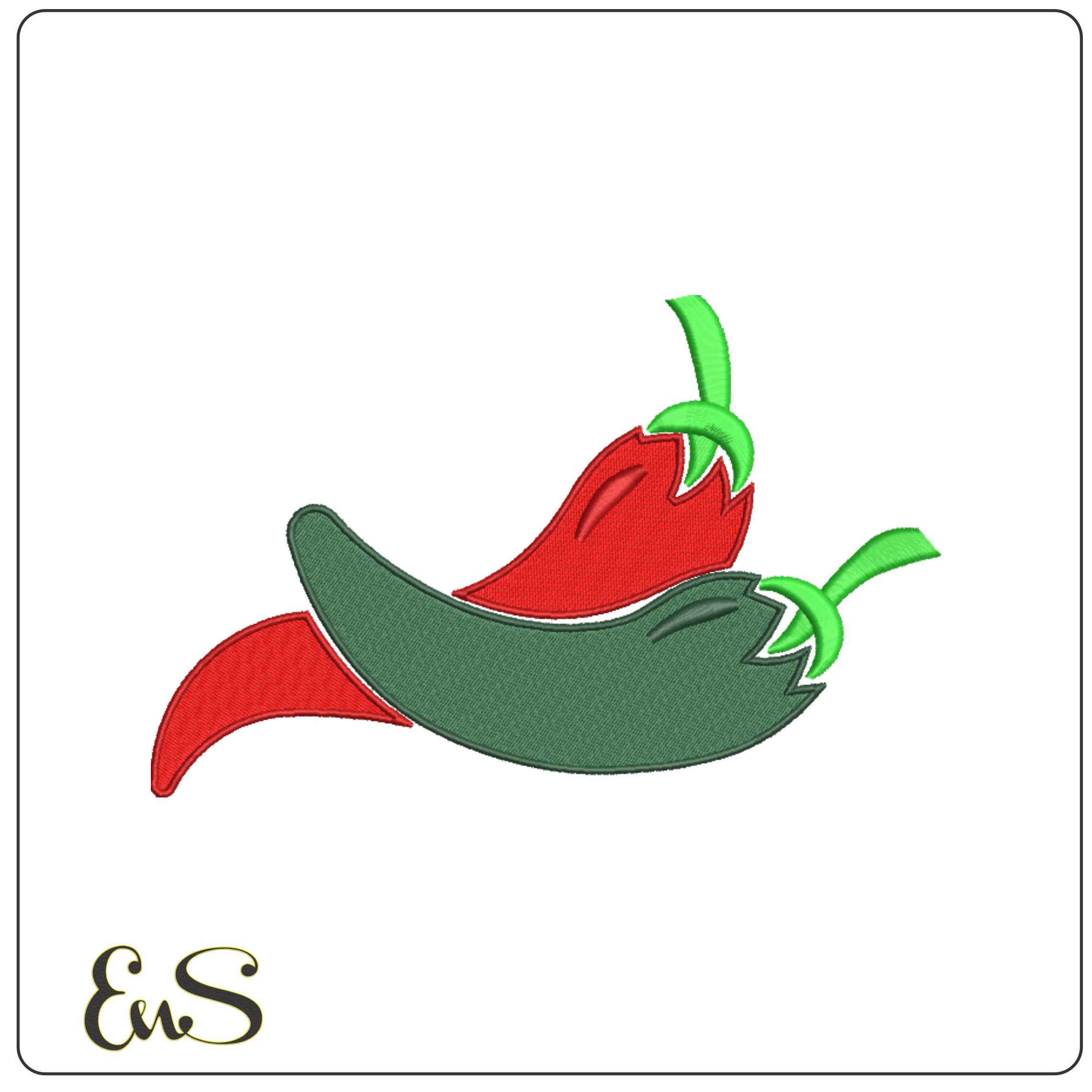 Red and Green Chillies - Elegant embroidery design file-instant download