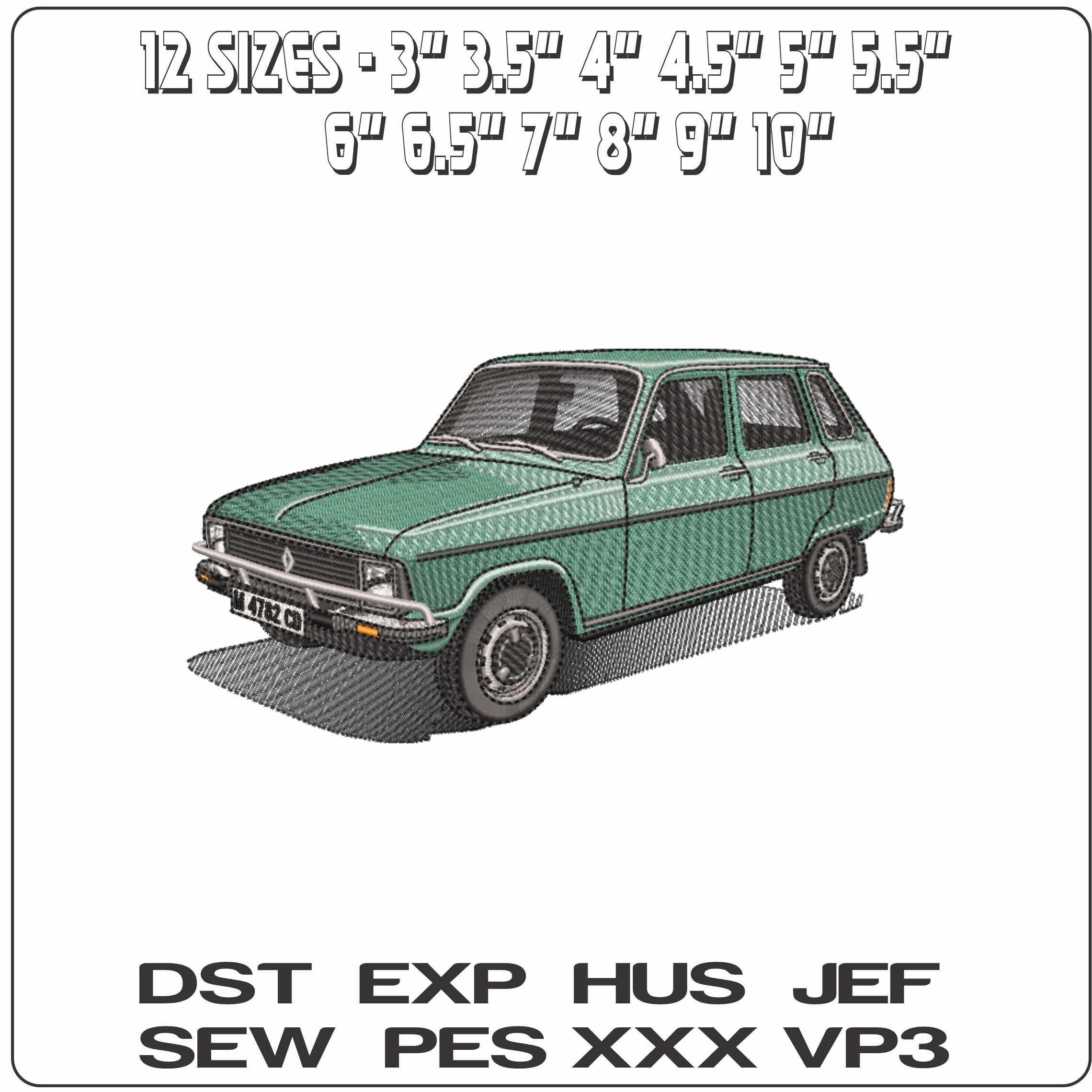 Renault 6 TL - Elegant embroidery design file-instant download — view 2