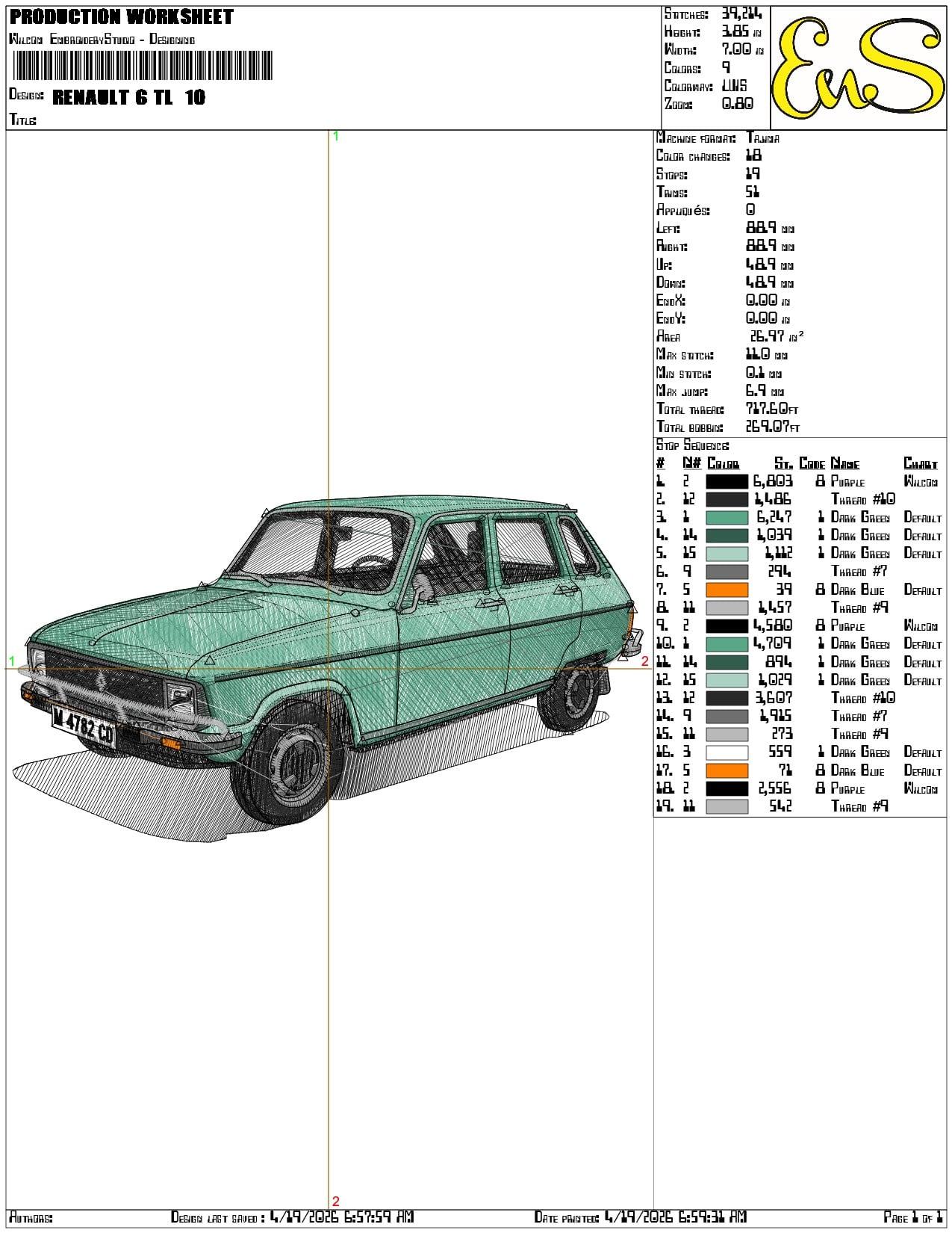 Renault 6 TL - Elegant embroidery design file-instant download — view 3