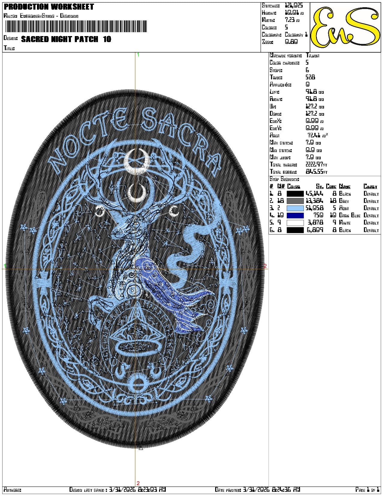 Sacred Night Patch - Elegant embroidery design file-instant download — view 3