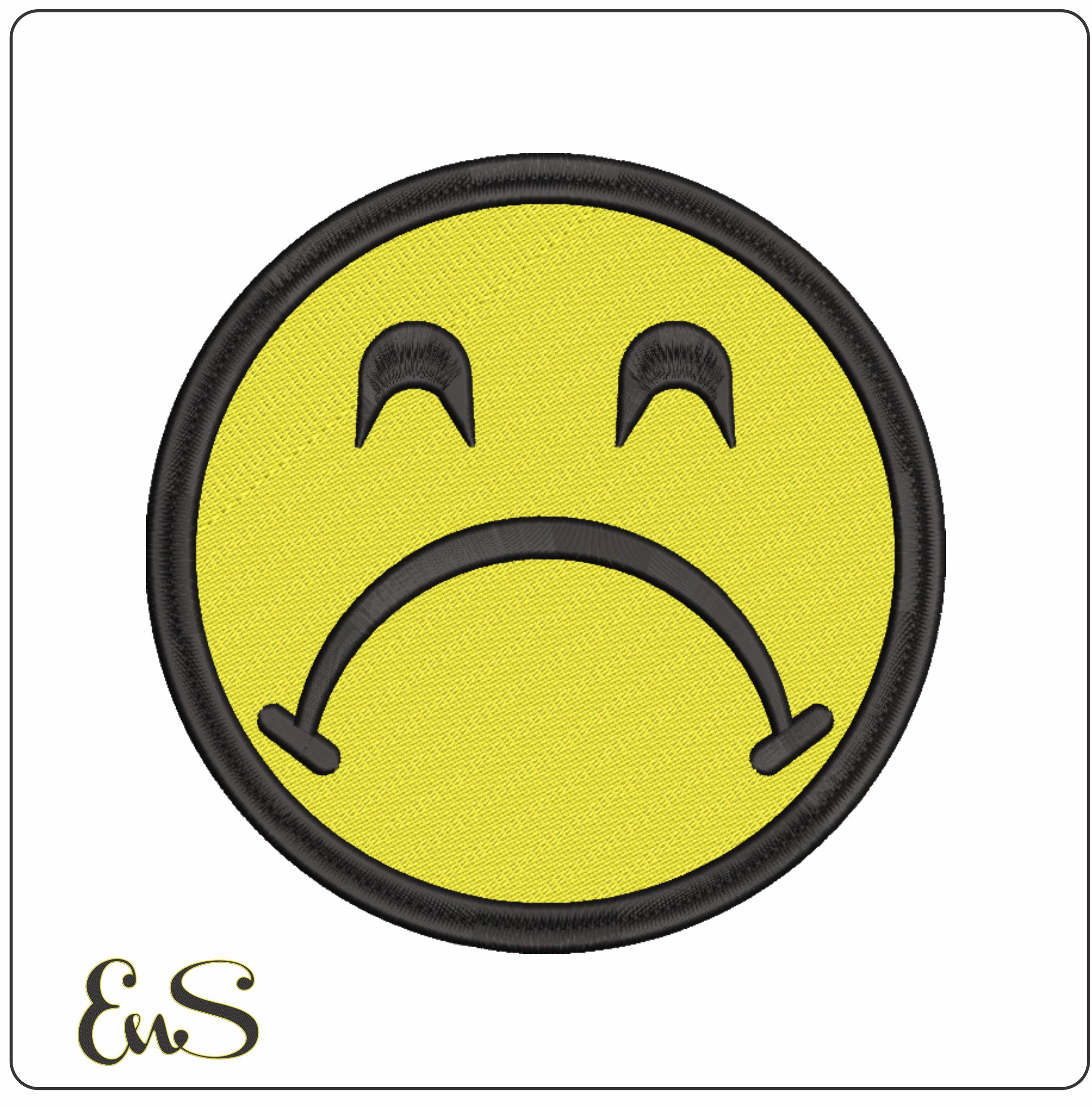 Sad Emoji - Elegant embroidery design file-instant download