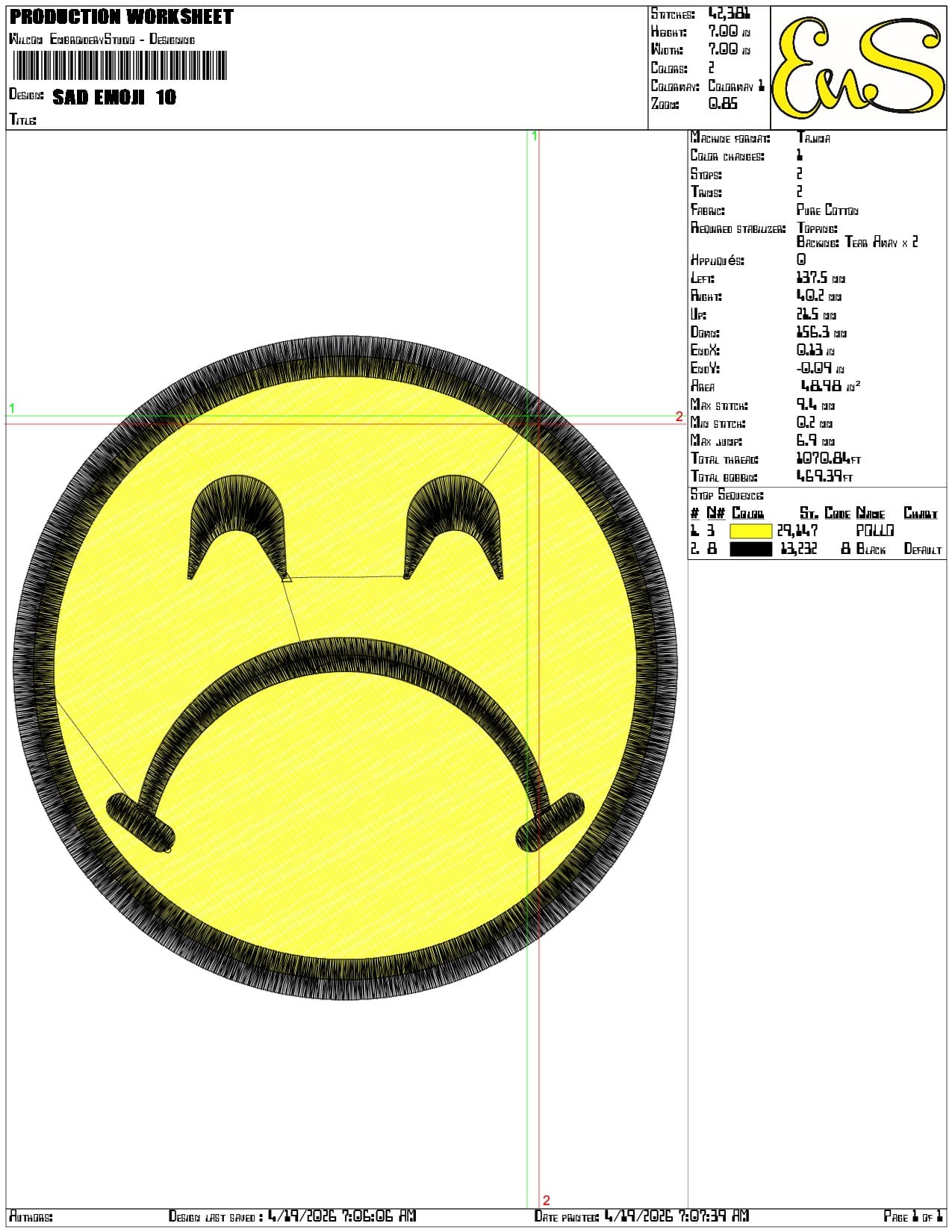 Sad Emoji - Elegant embroidery design file-instant download — view 3