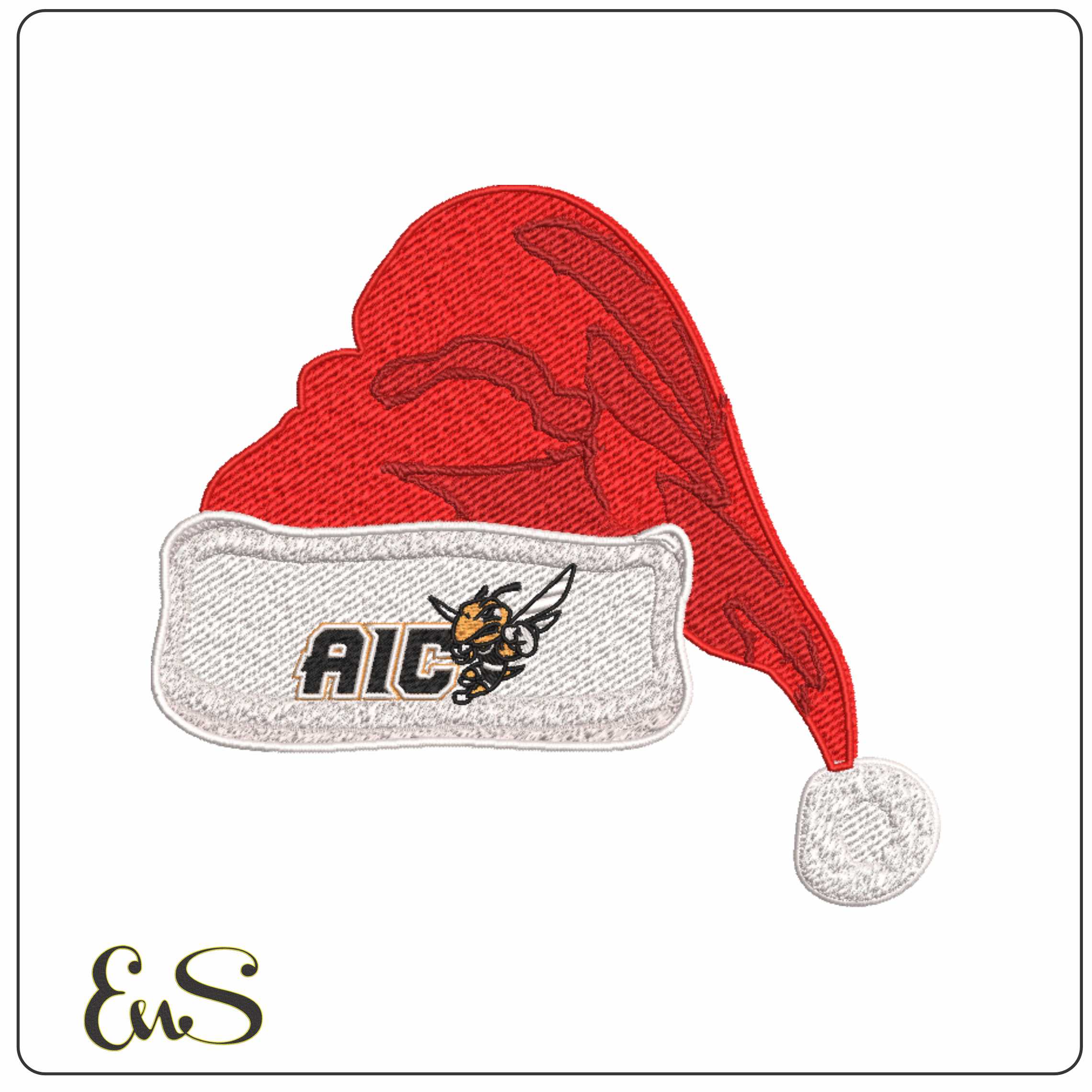 Santa Hat AIC Yellow Jackets Rex 2025 on American International - Elegant embroidery design file-instant download